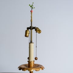 1940s Forged Gilt Iron Italian Baroque Style Floor Lamps, A Pair
