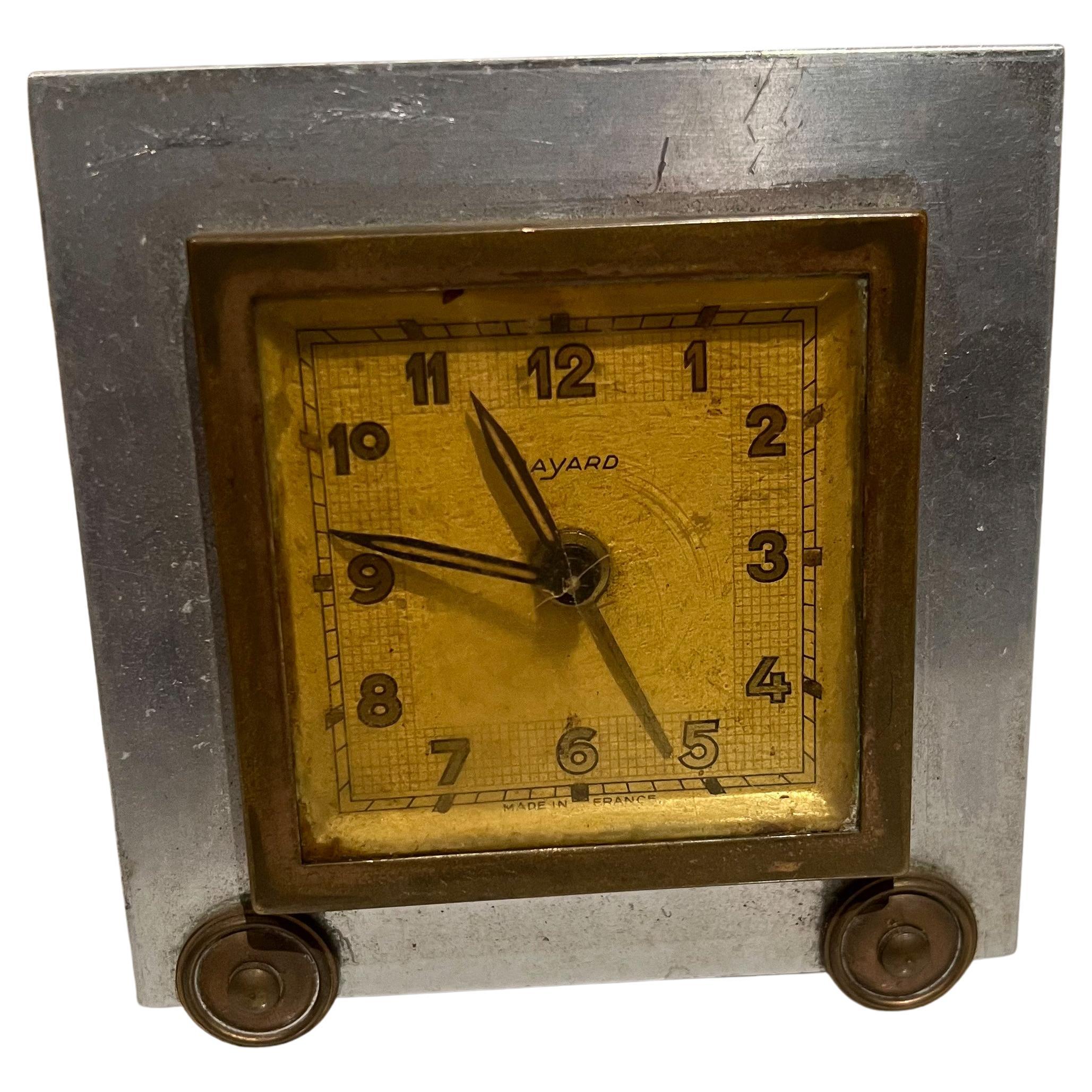 1940s France Bayard Art Deco Square Table Clock Decorative Vintage French 