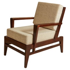 Rene Gabriel Französisch Oak Gridback Lounge Chair , Frankreich 1940er Jahre