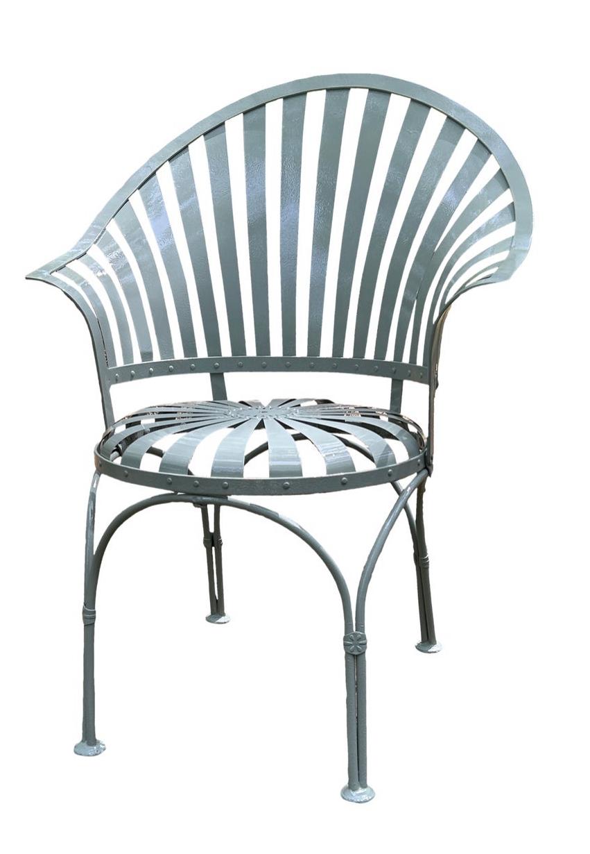 Francois Carre Fanback Garden Chair des années 1940 en vente