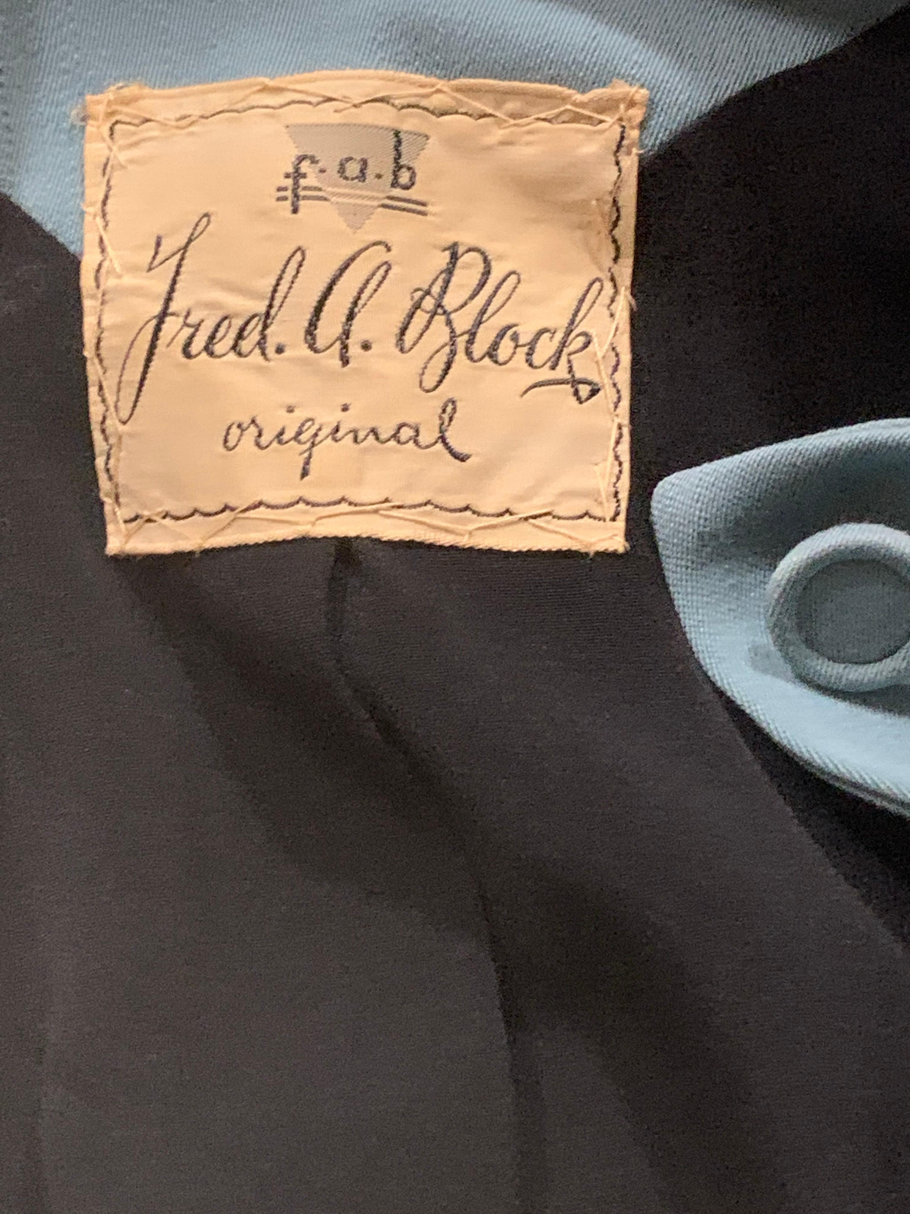 Fred Block - Veste à épaules dénudées et cloutée en gabardine de laine vert menthe des années 1940 en vente 11