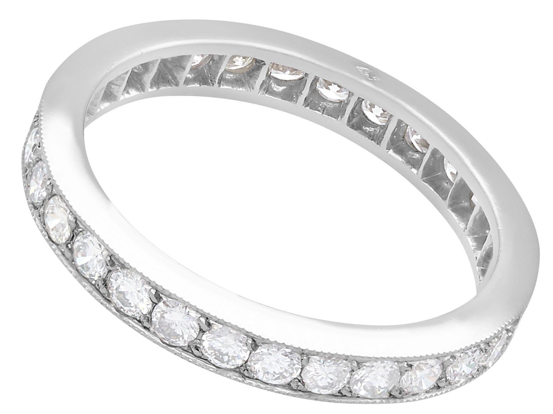 Round Cut 1940s French 1.02 Carat Diamond and White Gold Full Eternity Ring