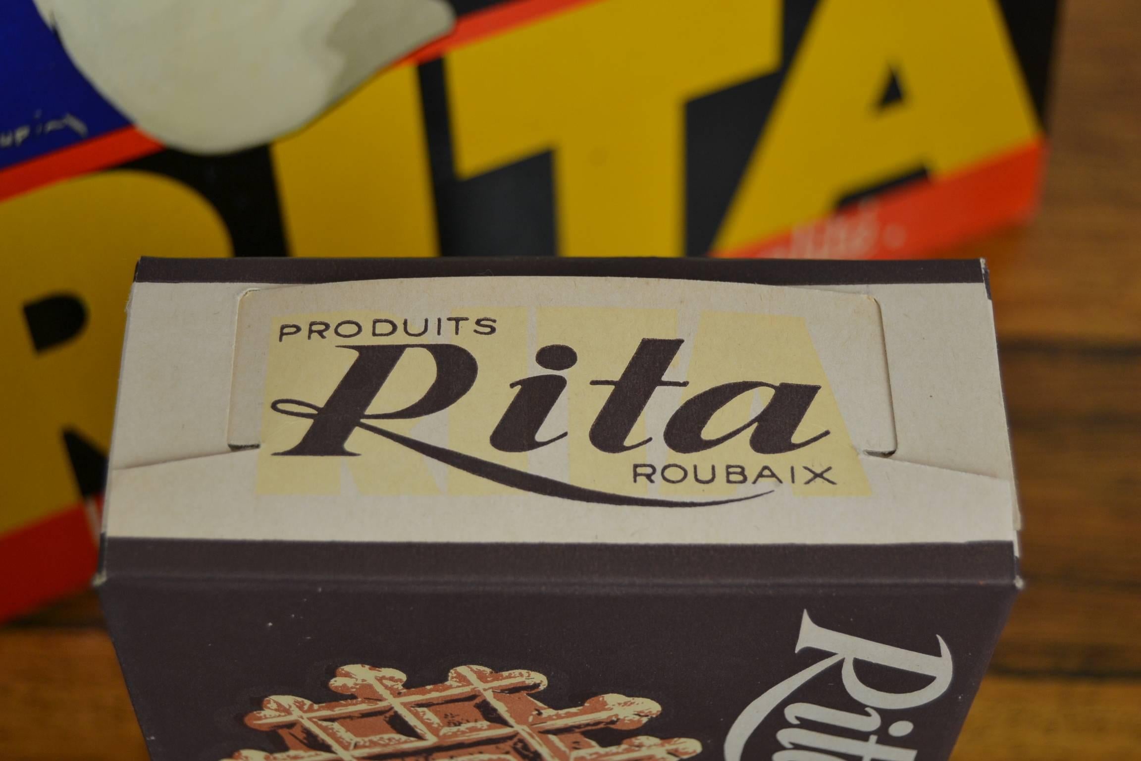 1940s French 3-D Litho Cardboard Advertising Sign for Rita Waffles, Leon Dupin 1