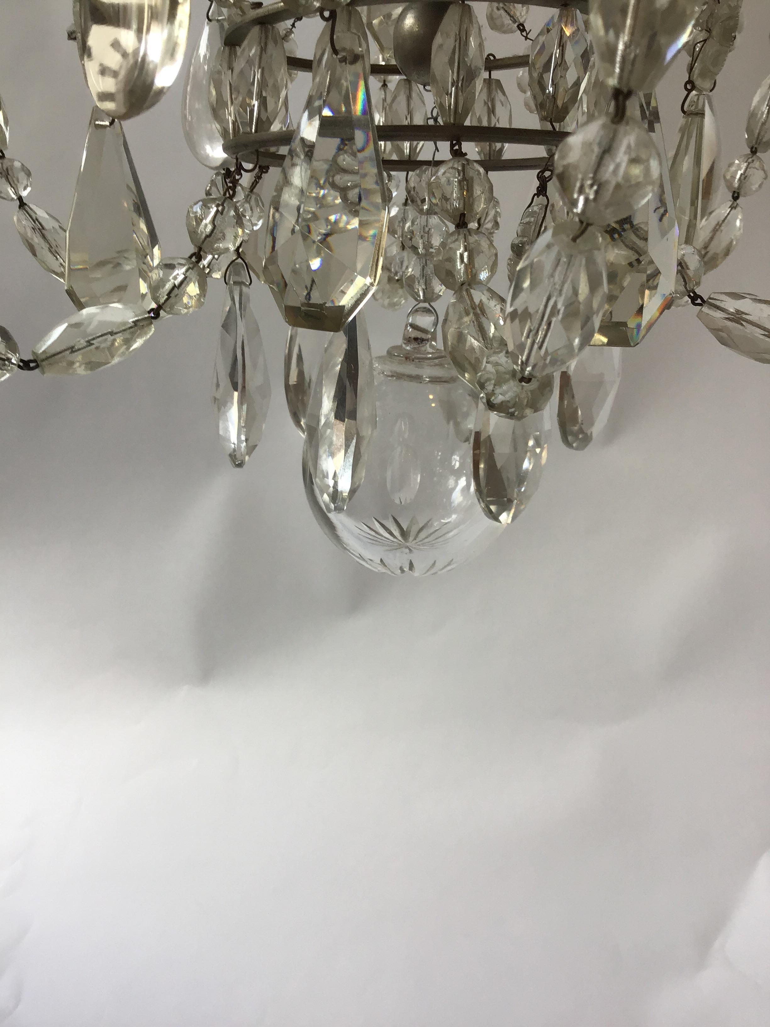 1940s French 6-arm Crystal Chandelier For Sale 7