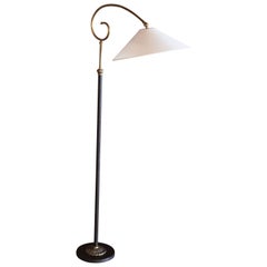 1940s French Adjustable Brass Floor Lamp