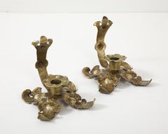 1940's French Art And Crafts Brass Decorative Candle Holders