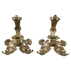 1940's French Art And Crafts Brass Decorative Candle Holders