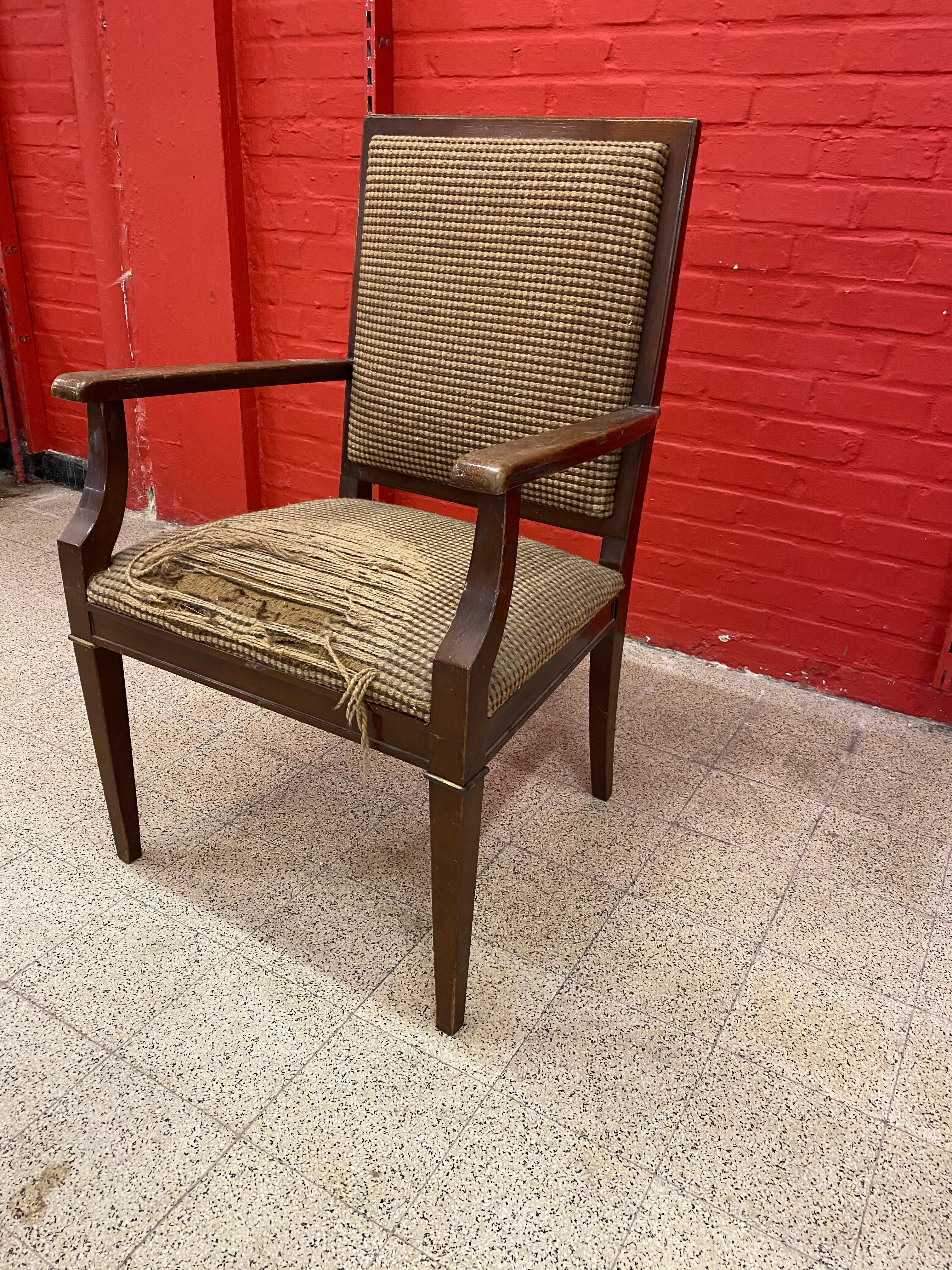 Decoene Freres , 1940s French Art Deco Armchair  In Fair Condition For Sale In Saint-Ouen, FR