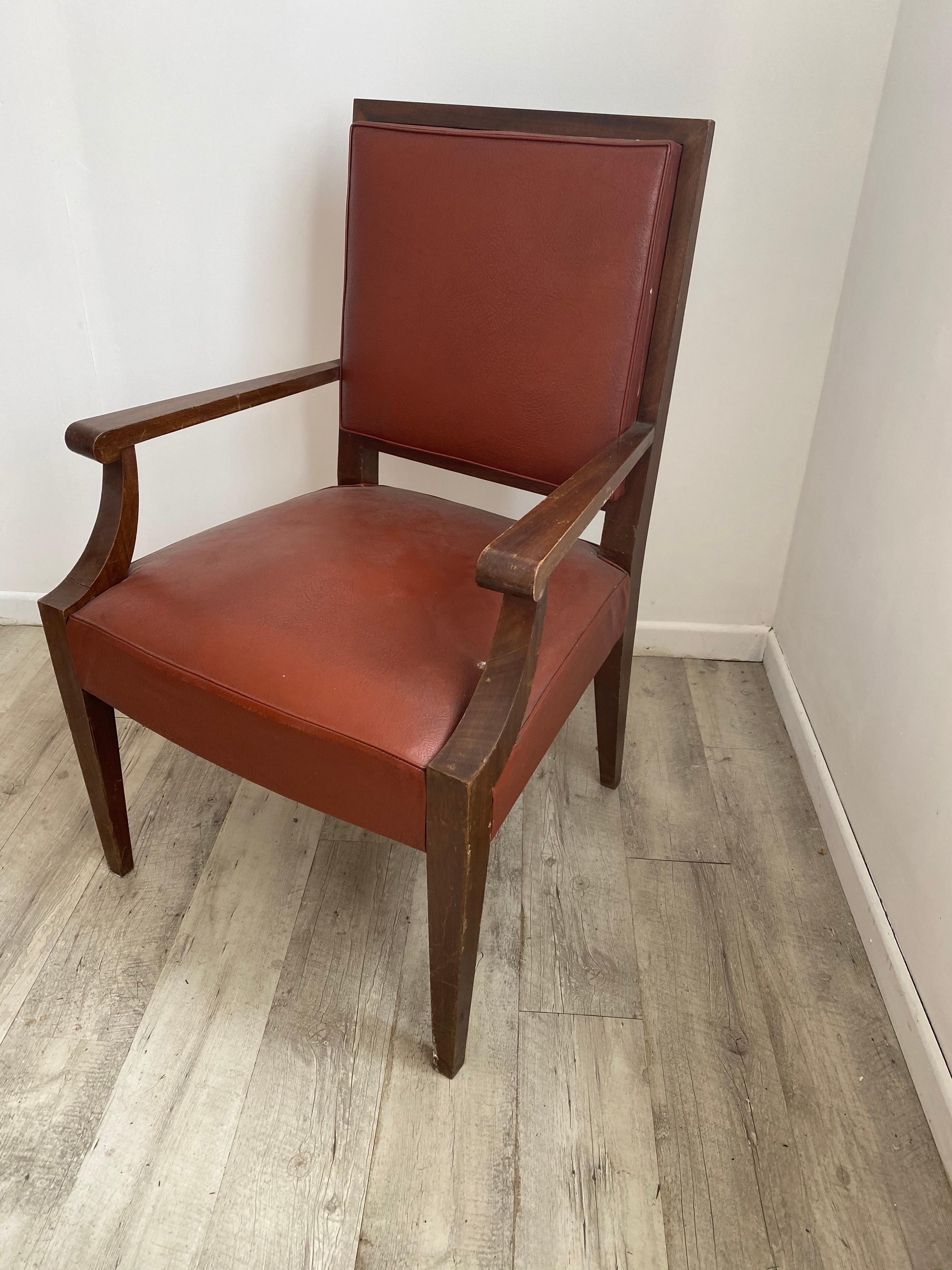 Mahogany 1940s French Art Deco Armchair in the Style of André Arbus For Sale