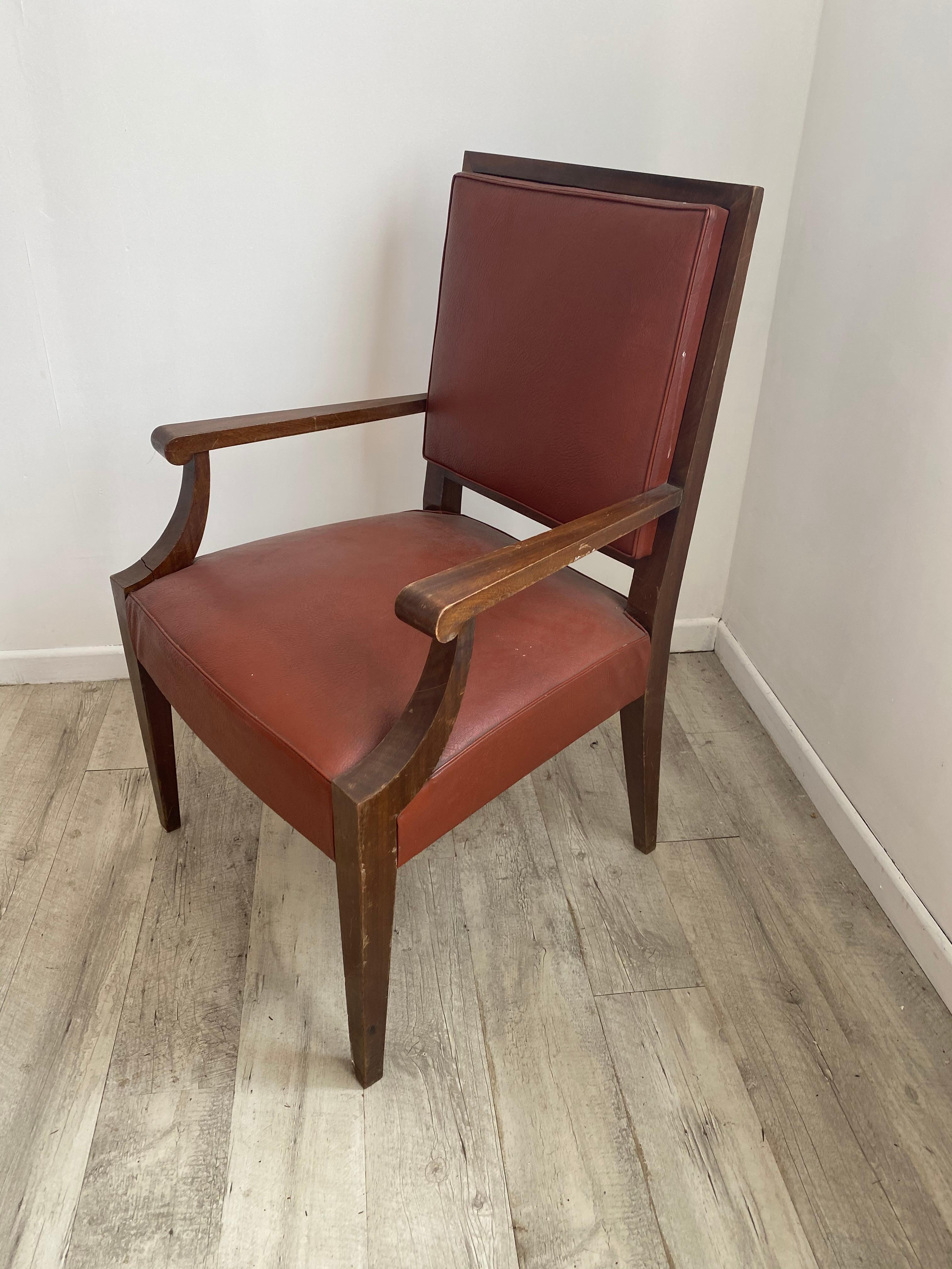 1940s French Art Deco Armchair in the Style of André Arbus For Sale 1