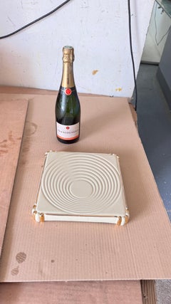 1940s French Art Deco Ceramic Trivet, Geometric Interlocking Circle Motifs