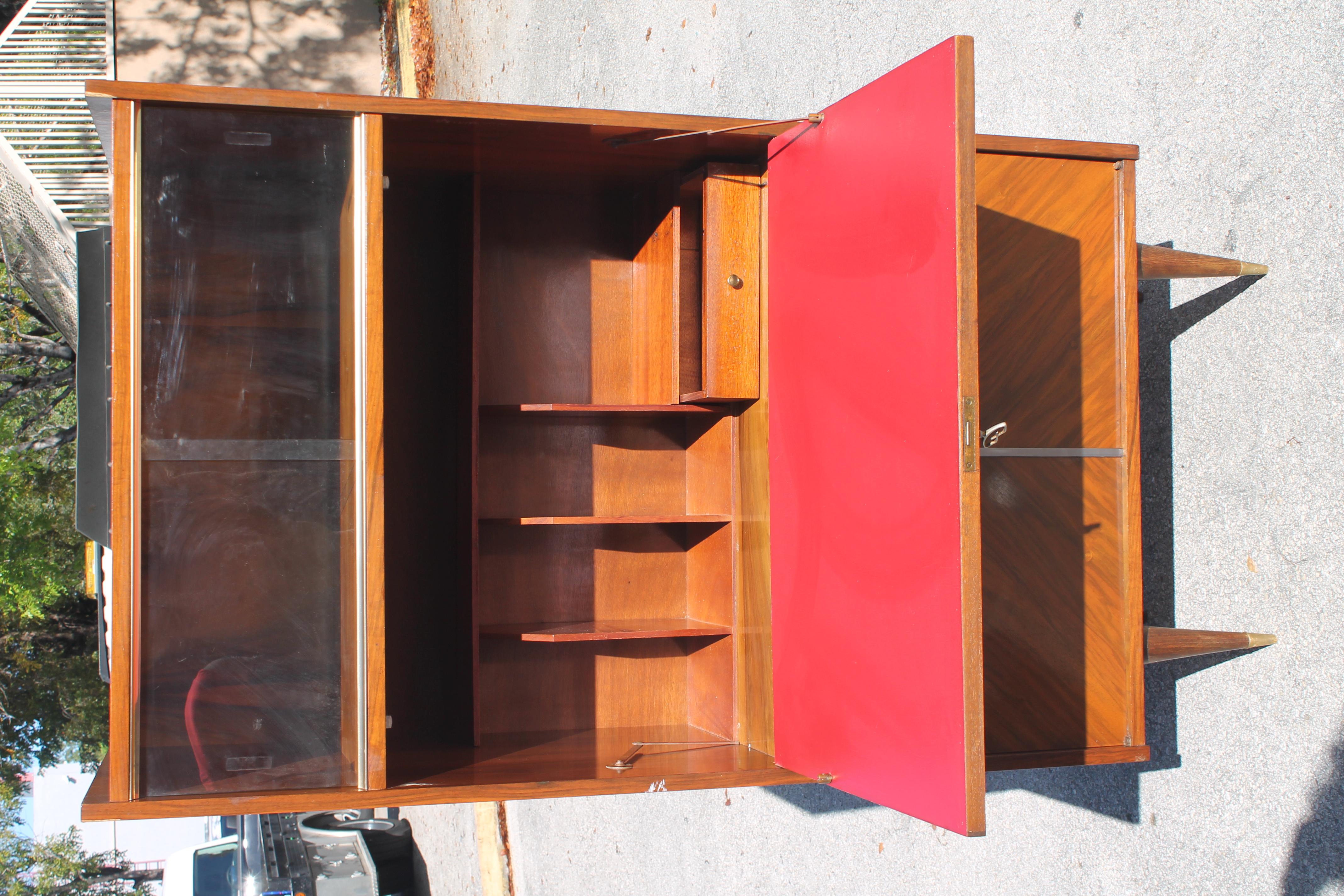 Mid-20th Century 1940's French Art Deco Exotic Rosewood Secretary Cabinet For Sale