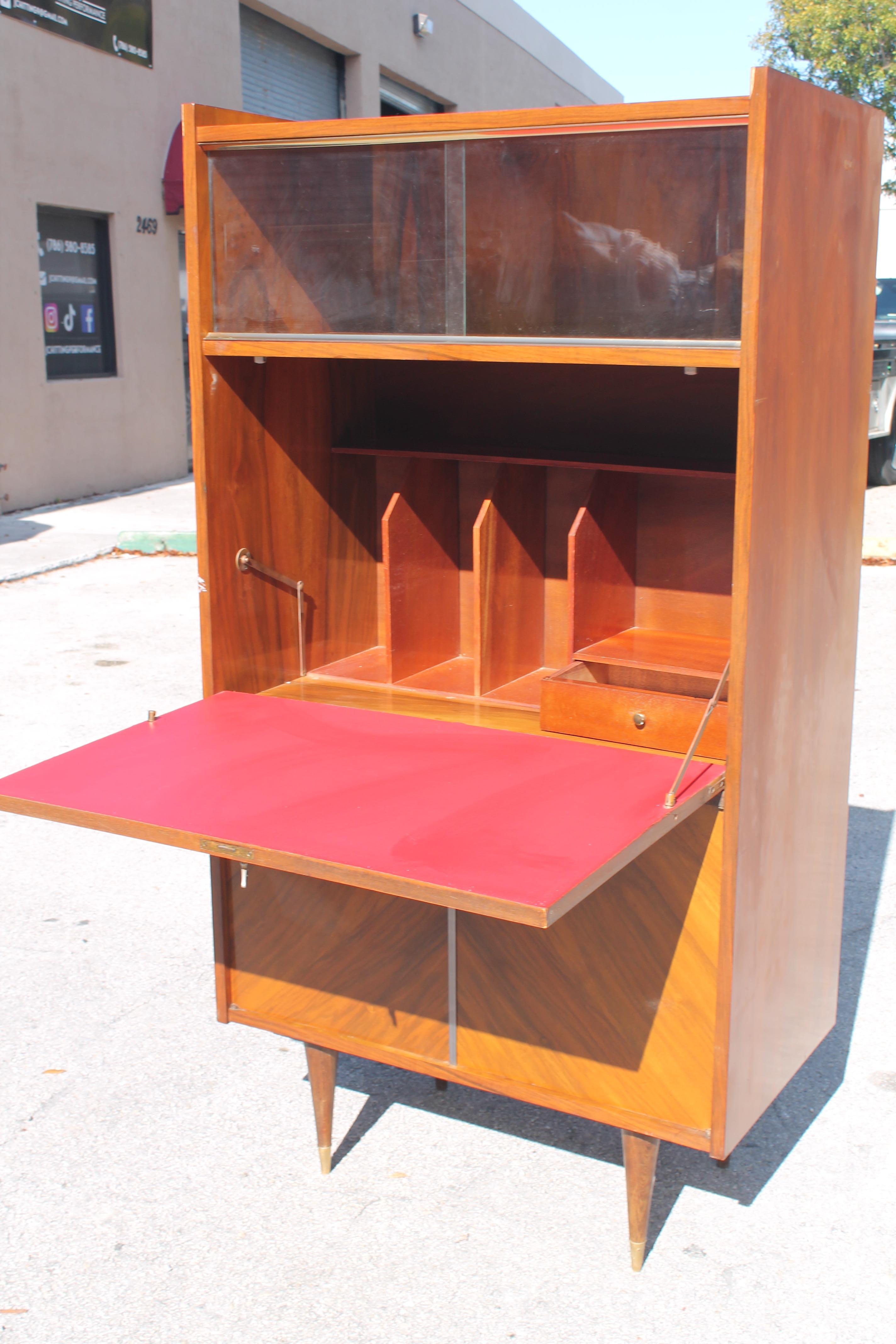 1940's French Art Deco Exotic Rosewood Secretary Cabinet For Sale 1