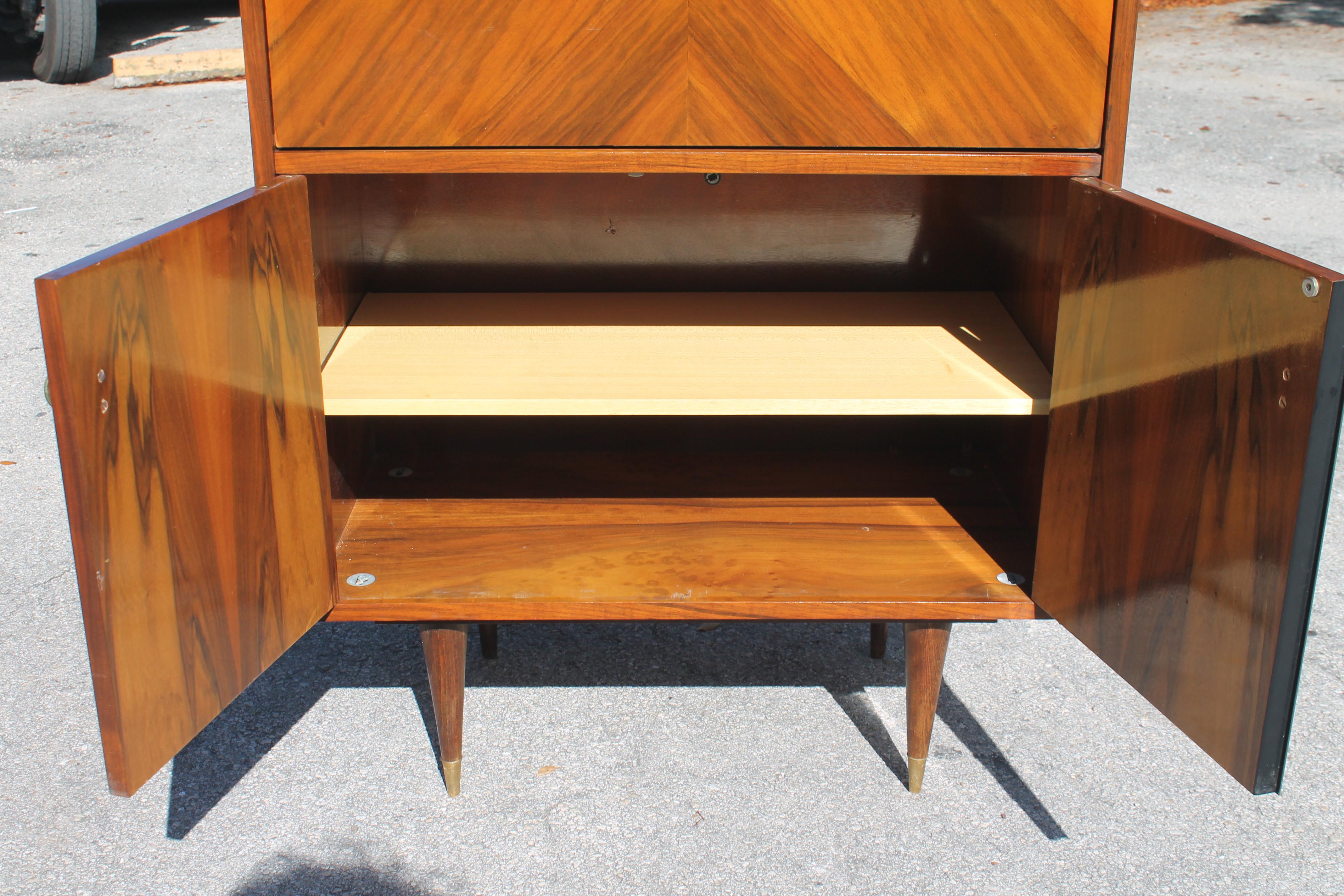 1940's French Art Deco Exotic Rosewood Secretary Cabinet For Sale 2