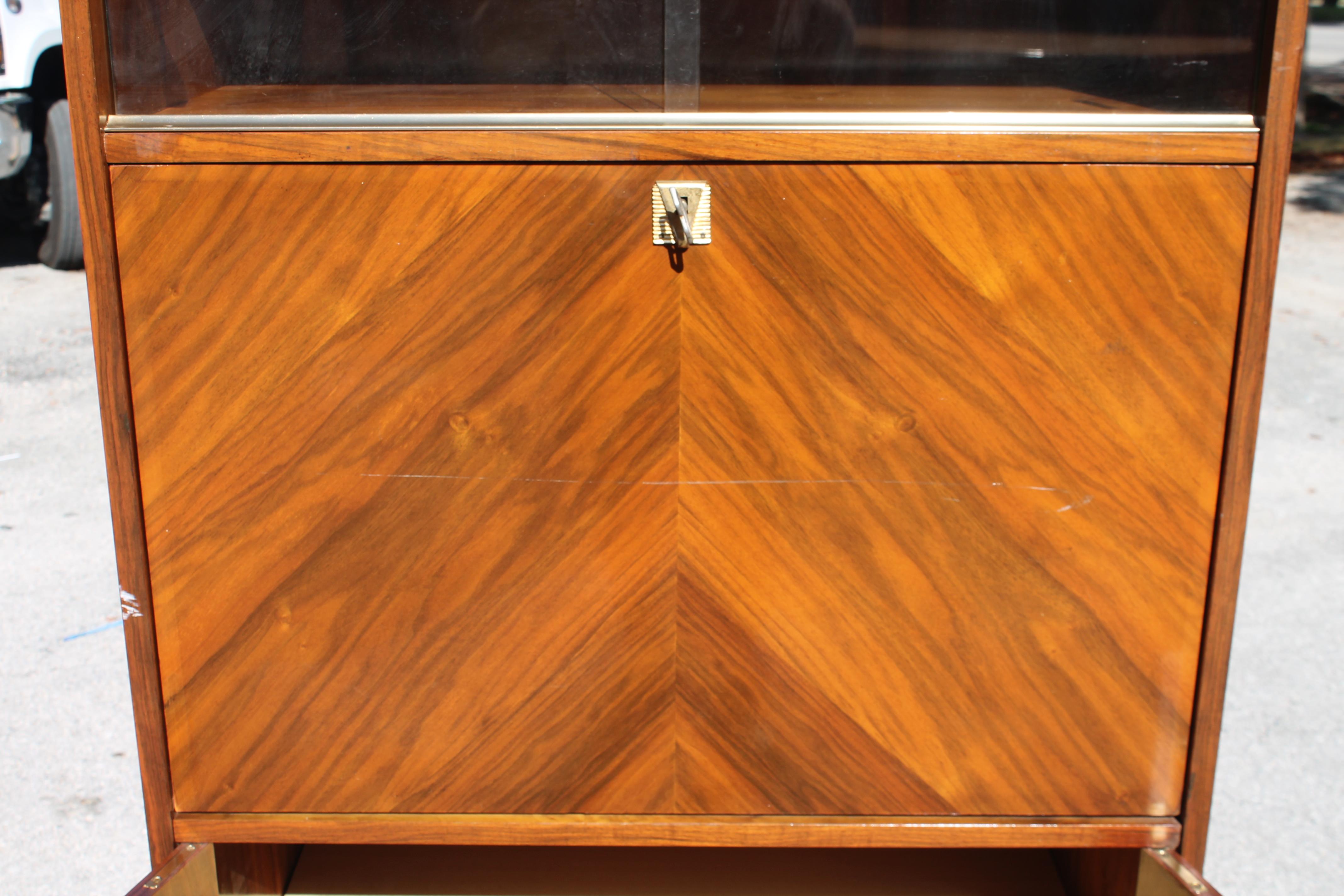 1940's French Art Deco Exotic Rosewood Secretary Cabinet For Sale 3