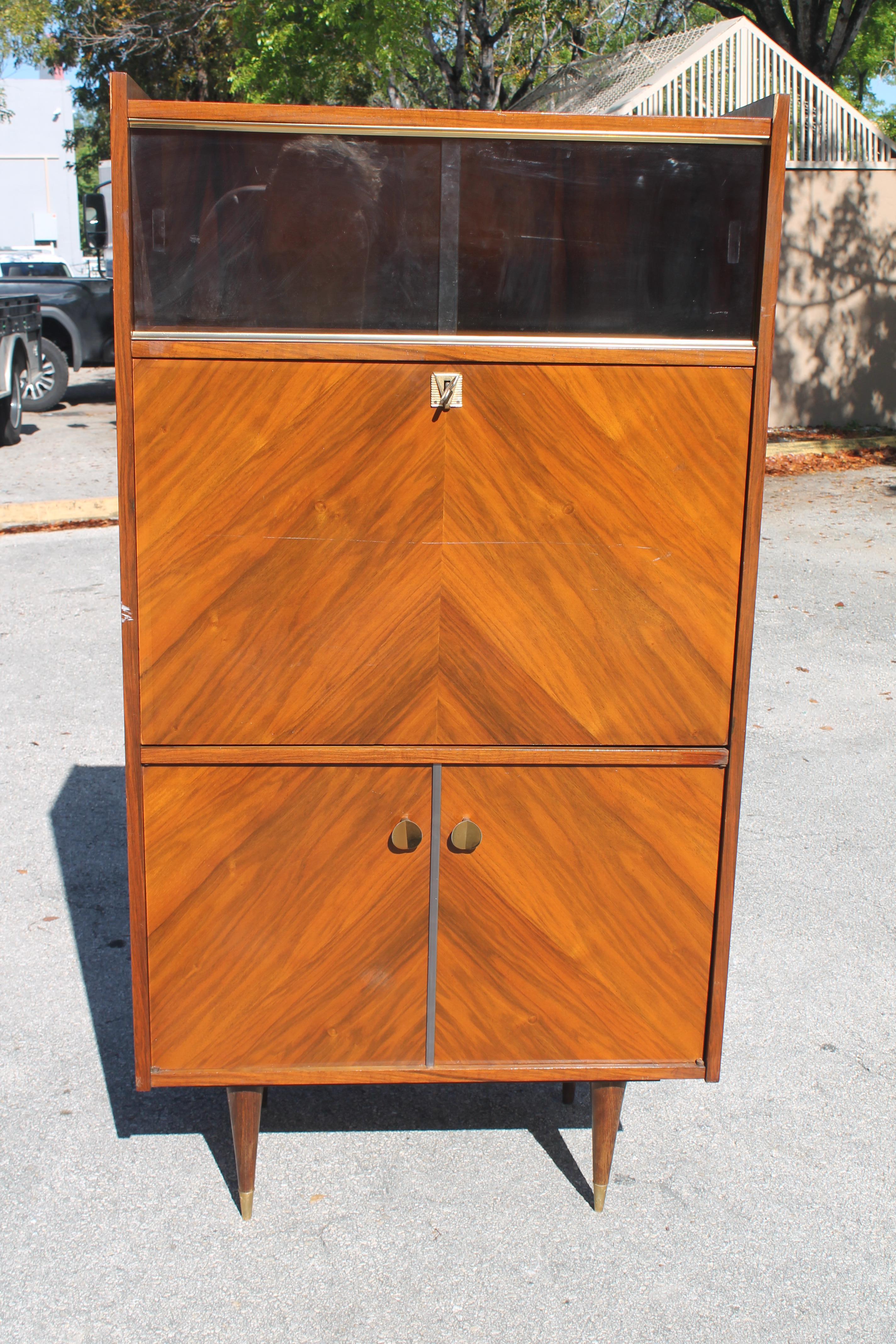 1940's French Art Deco Exotic Rosewood Secretary Cabinet For Sale 4