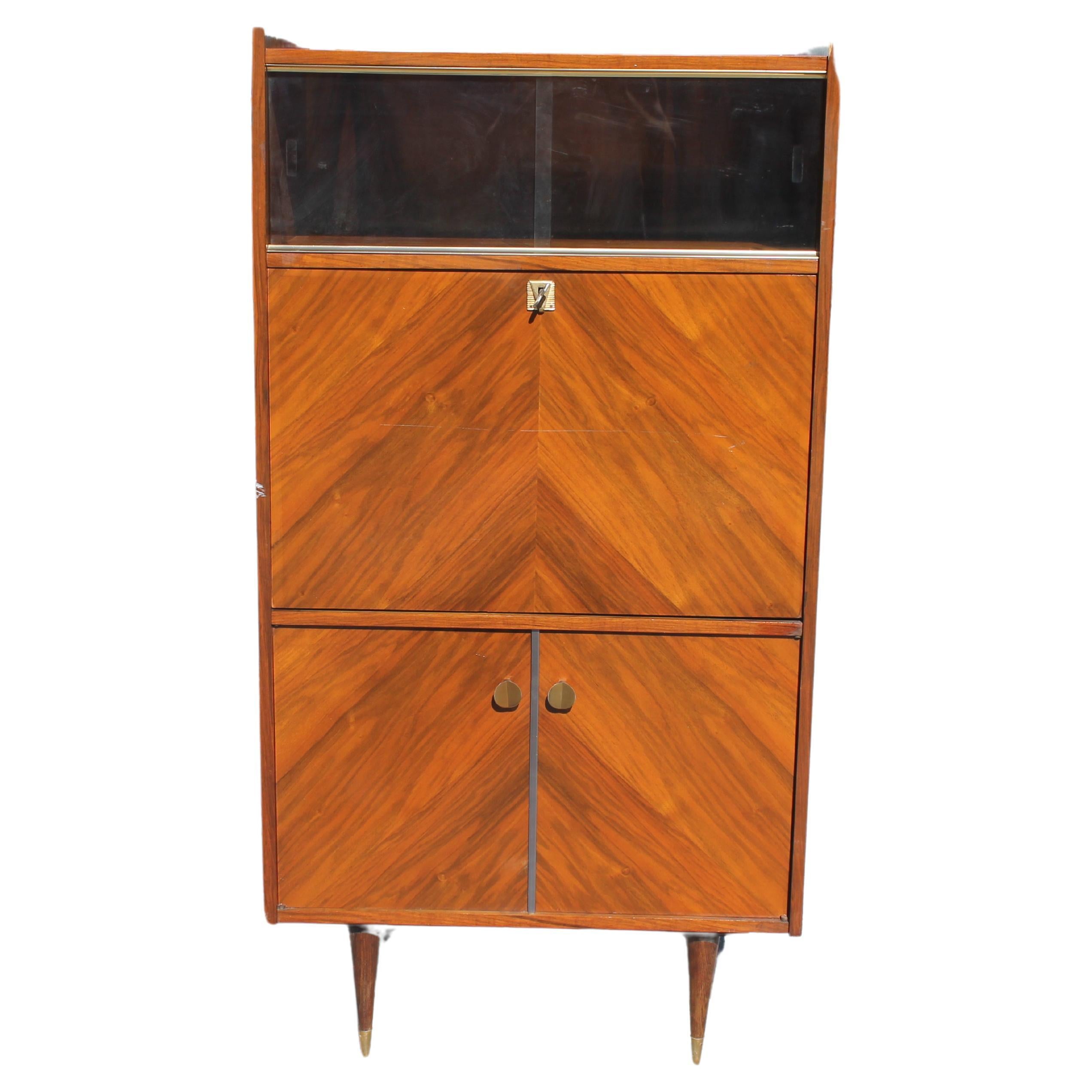 1940's French Art Deco Exotic Rosewood Secretary Cabinet For Sale