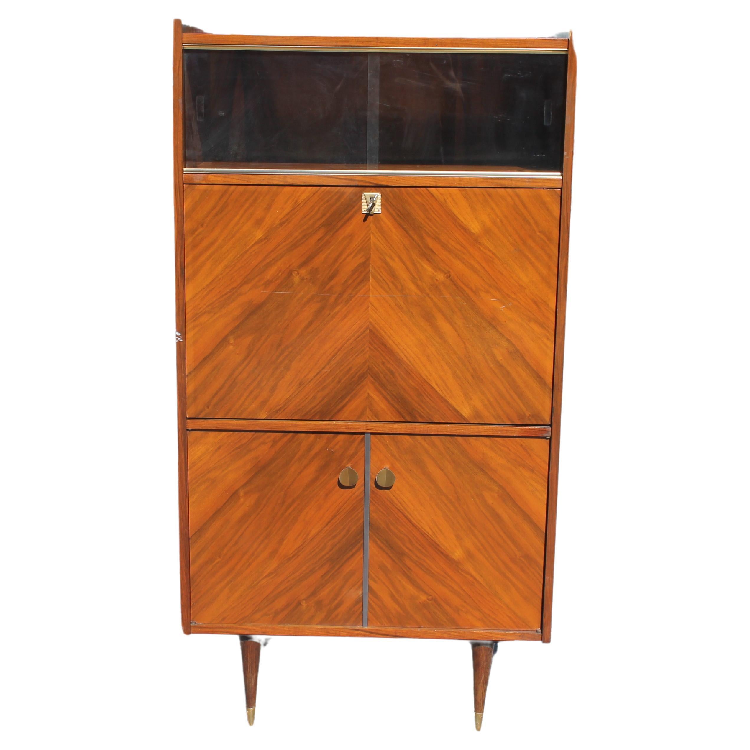 1940's French Art Deco Exotic Rosewood Secretary Cabinet