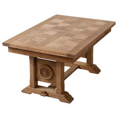 Mesa extensible francesa Art Decó de roble de los años 40