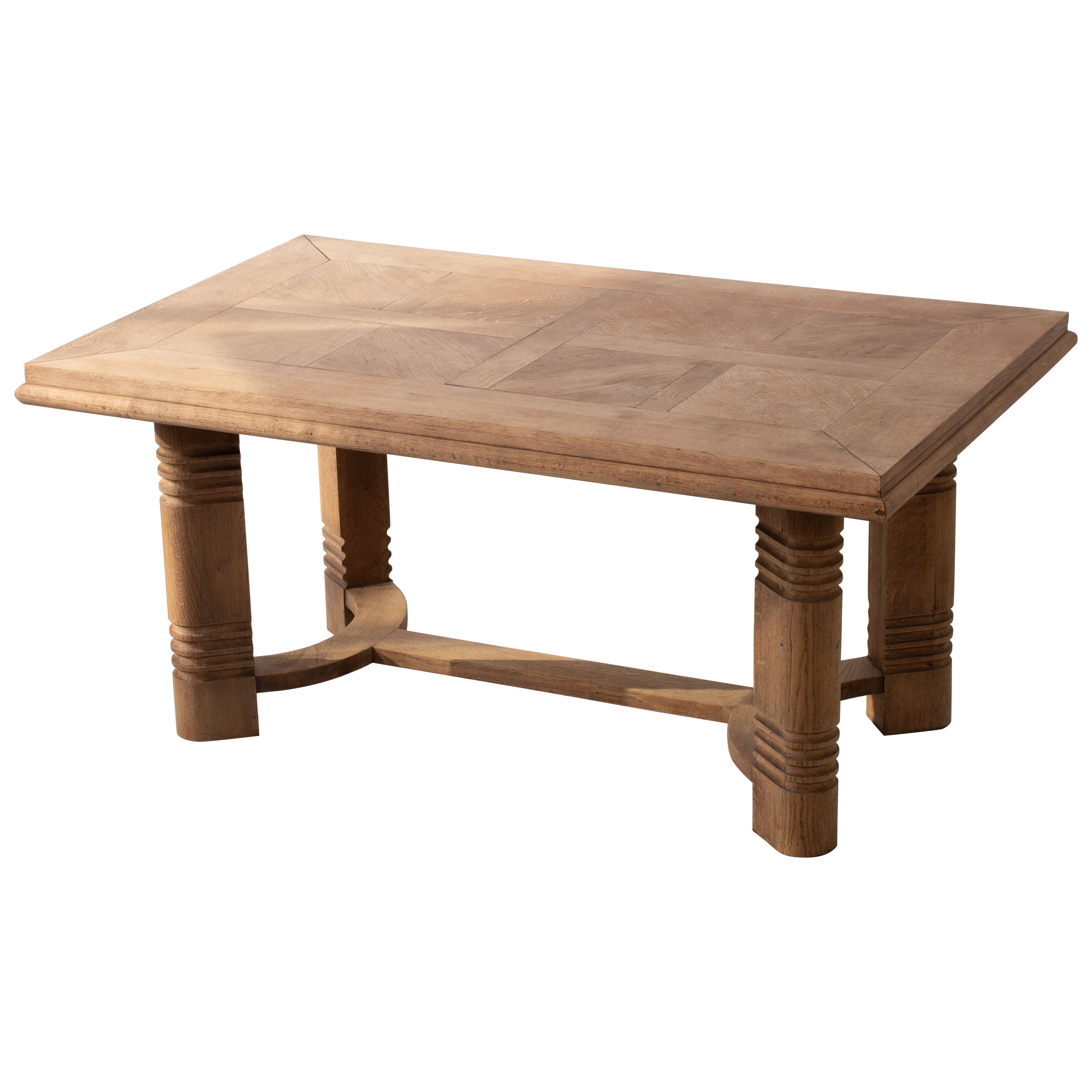1940s French Art Deco Extendable Oak Table