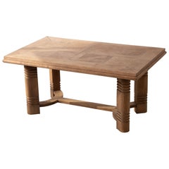 1940s French Art Deco Extendable Oak Table