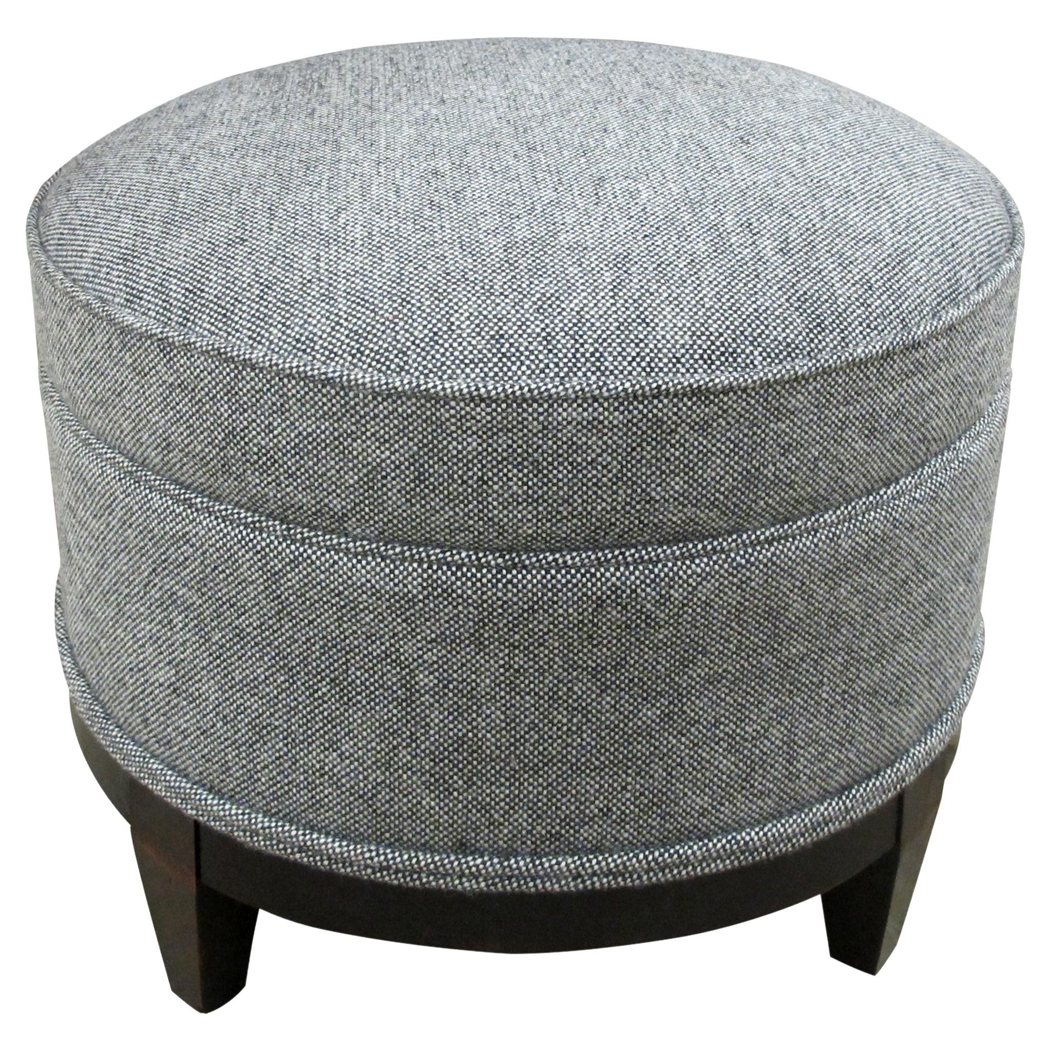1940s French Art Deco Foot Stool, Newly Upholstered