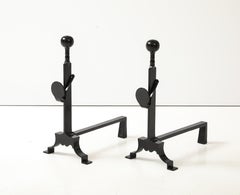 1940's French Art-Deco Iron Andirons
