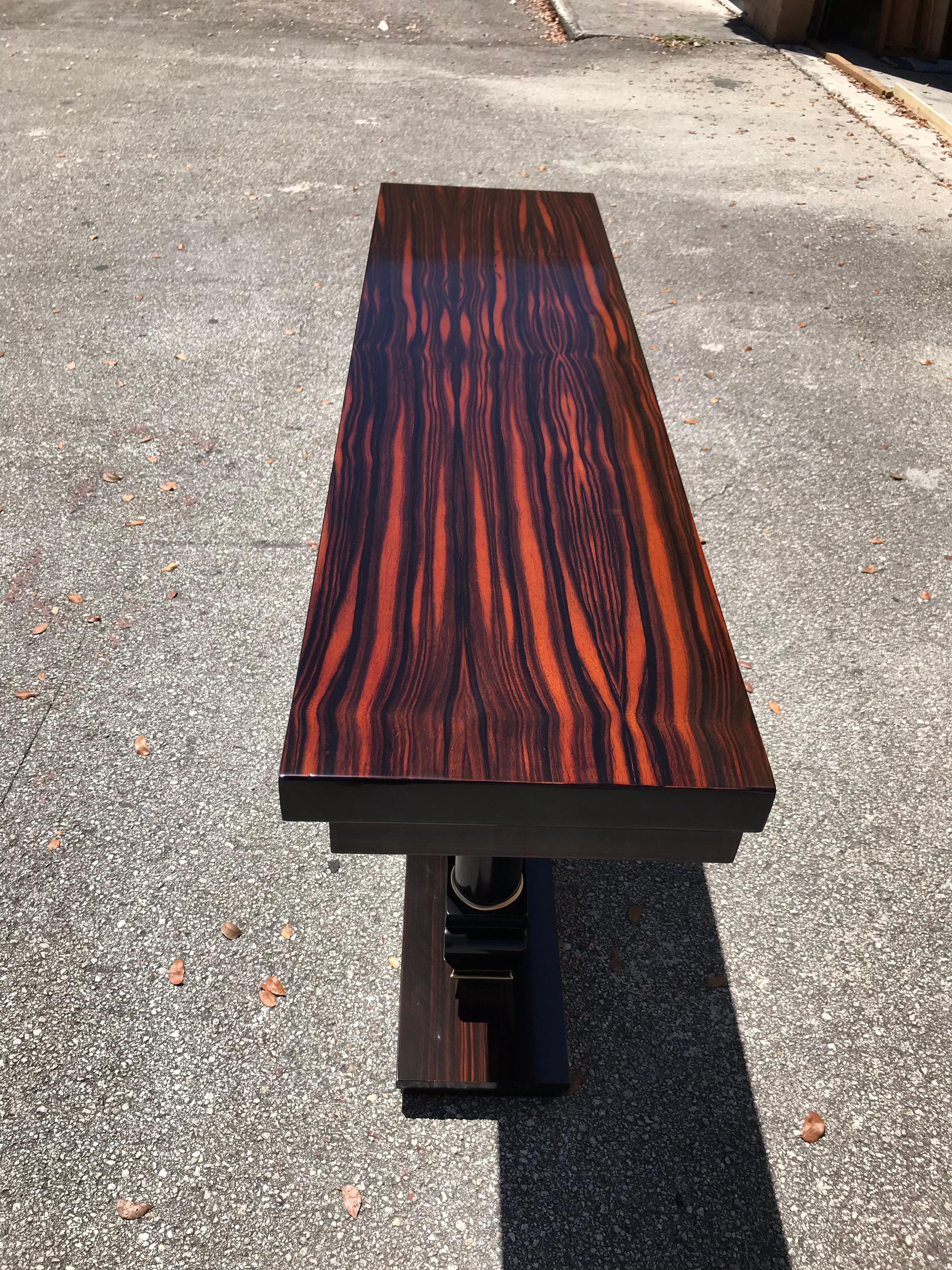 1940s French Art Deco Macassar Ebony Console Tables, a Pair 9