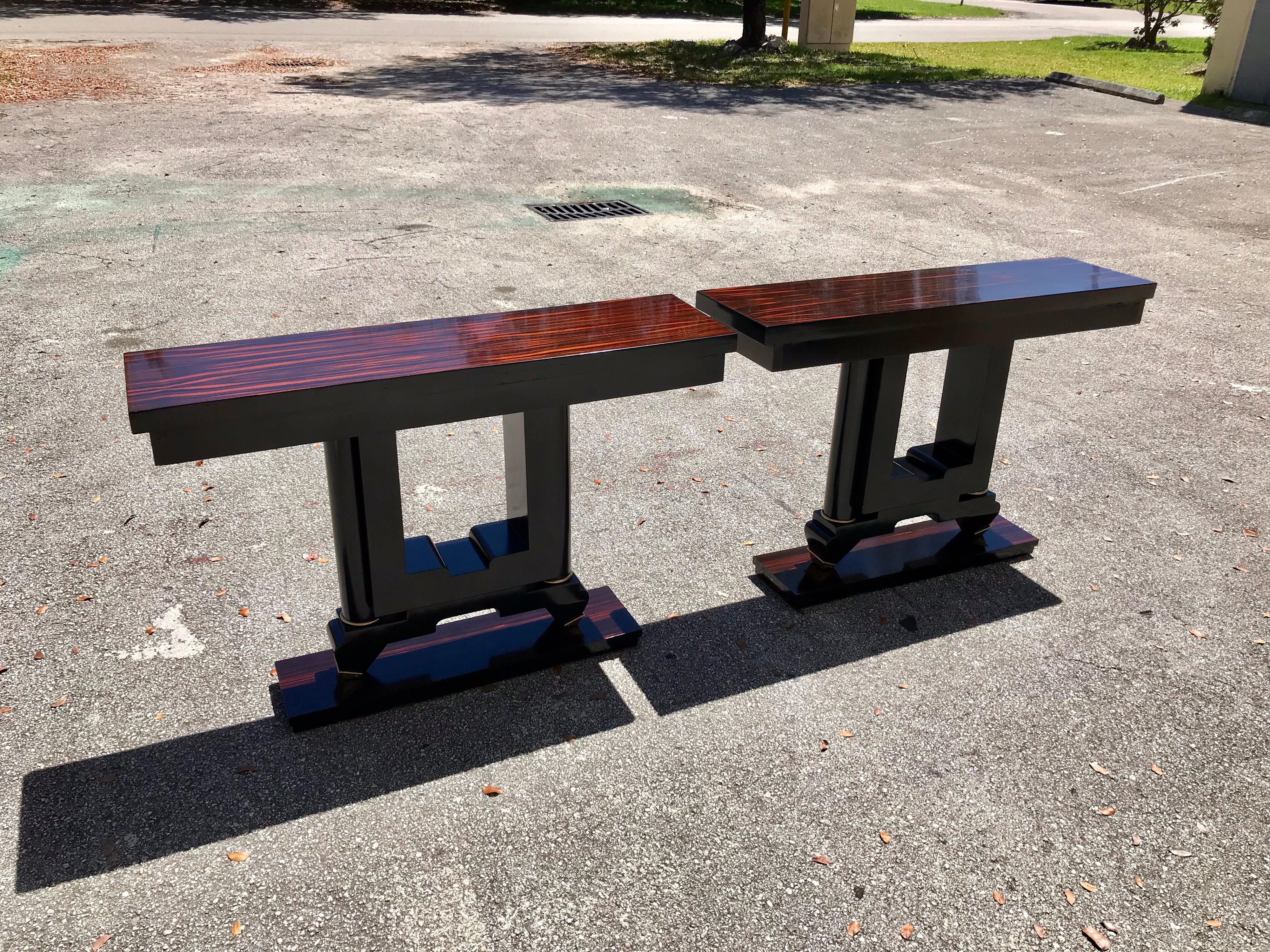 1940s French Art Deco Macassar Ebony Console Tables, a Pair 11