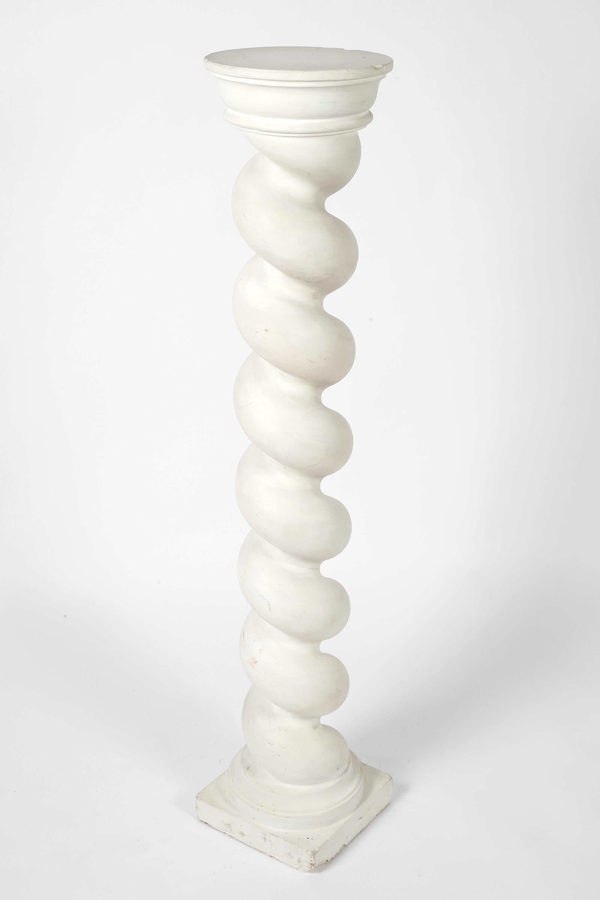 1940s French Art Deco Plaster Torsade Column Pedestal Plinth For Sale 6