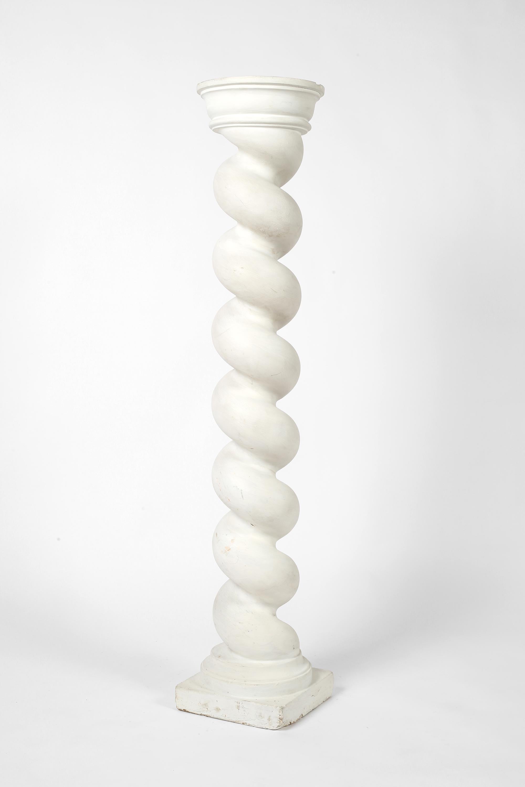 1940s French Art Deco Plaster Torsade Column Pedestal Plinth For Sale 5