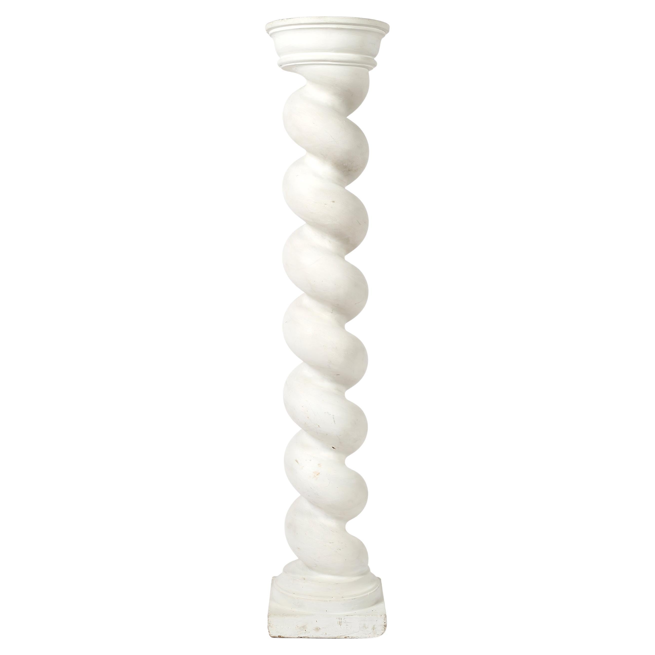 1940s French Art Deco Plaster Torsade Column Pedestal Plinth For Sale