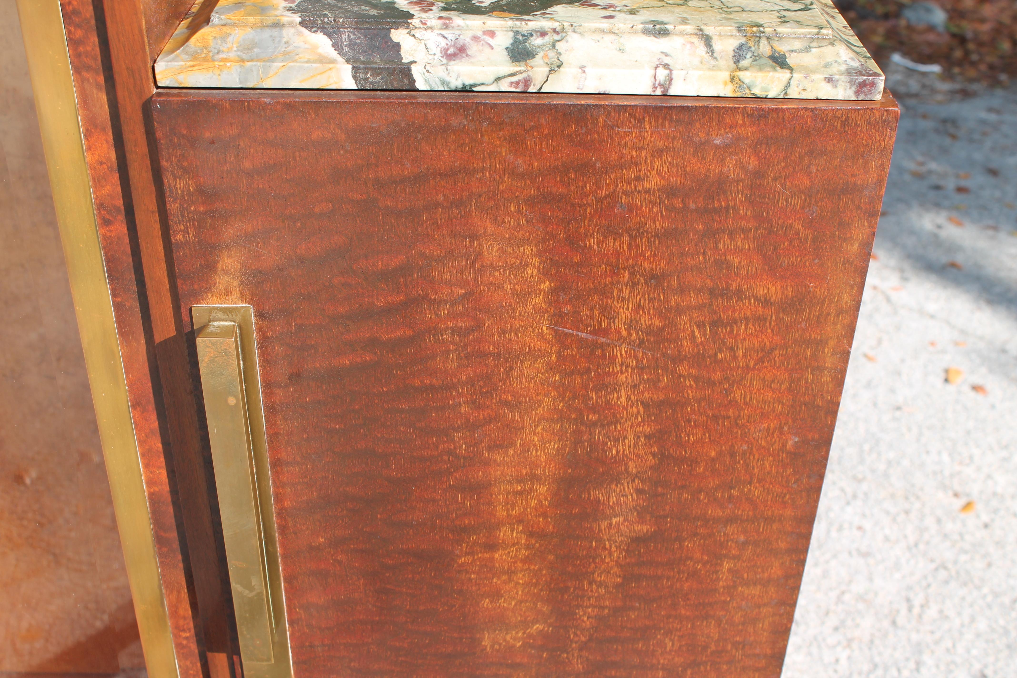 1940's French Art Deco Rosewood Display / Vitrine / Dry Bar Cabinet - Marble Top In Good Condition For Sale In Opa Locka, FL