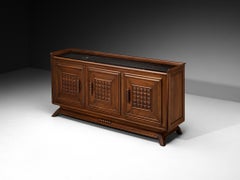 1940s French Art Deco Sideboard in Solid Walnut and Fossil Stone