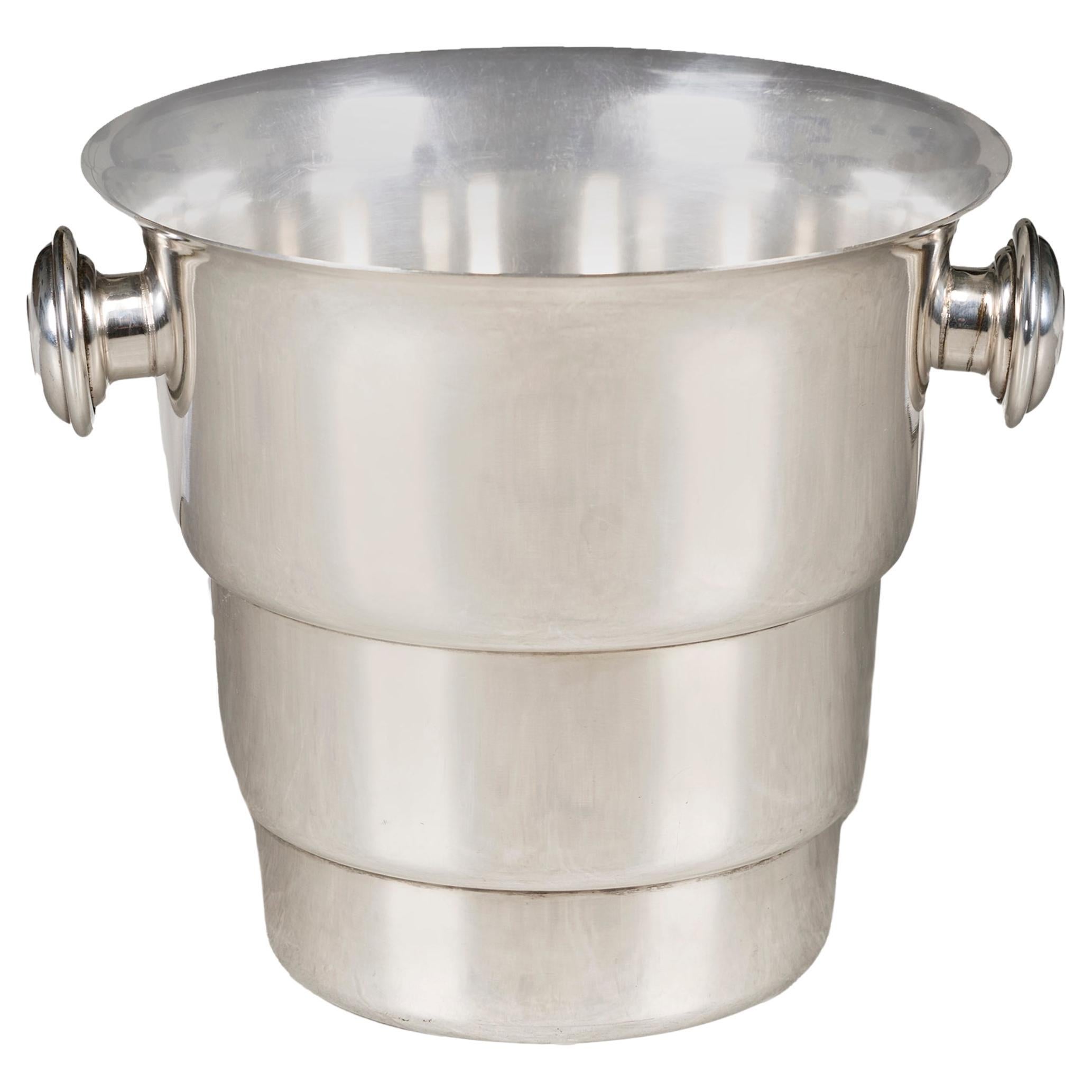 1940s French Art Deco silver plated ice bucket wine/champagne cooler
