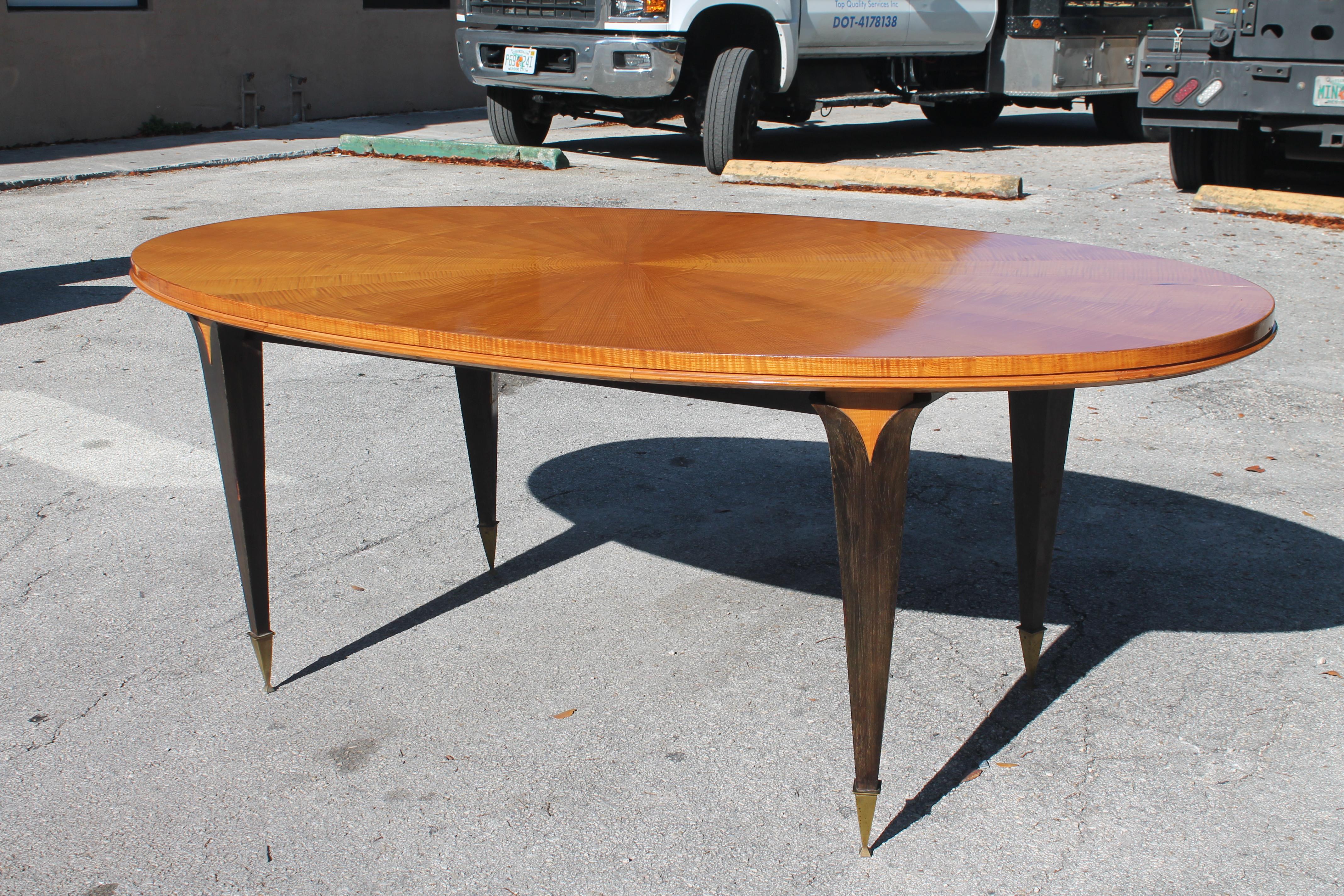 1940's French Art Deco Spectacular Sycamore Inlaid "Sunburst" Dining ...