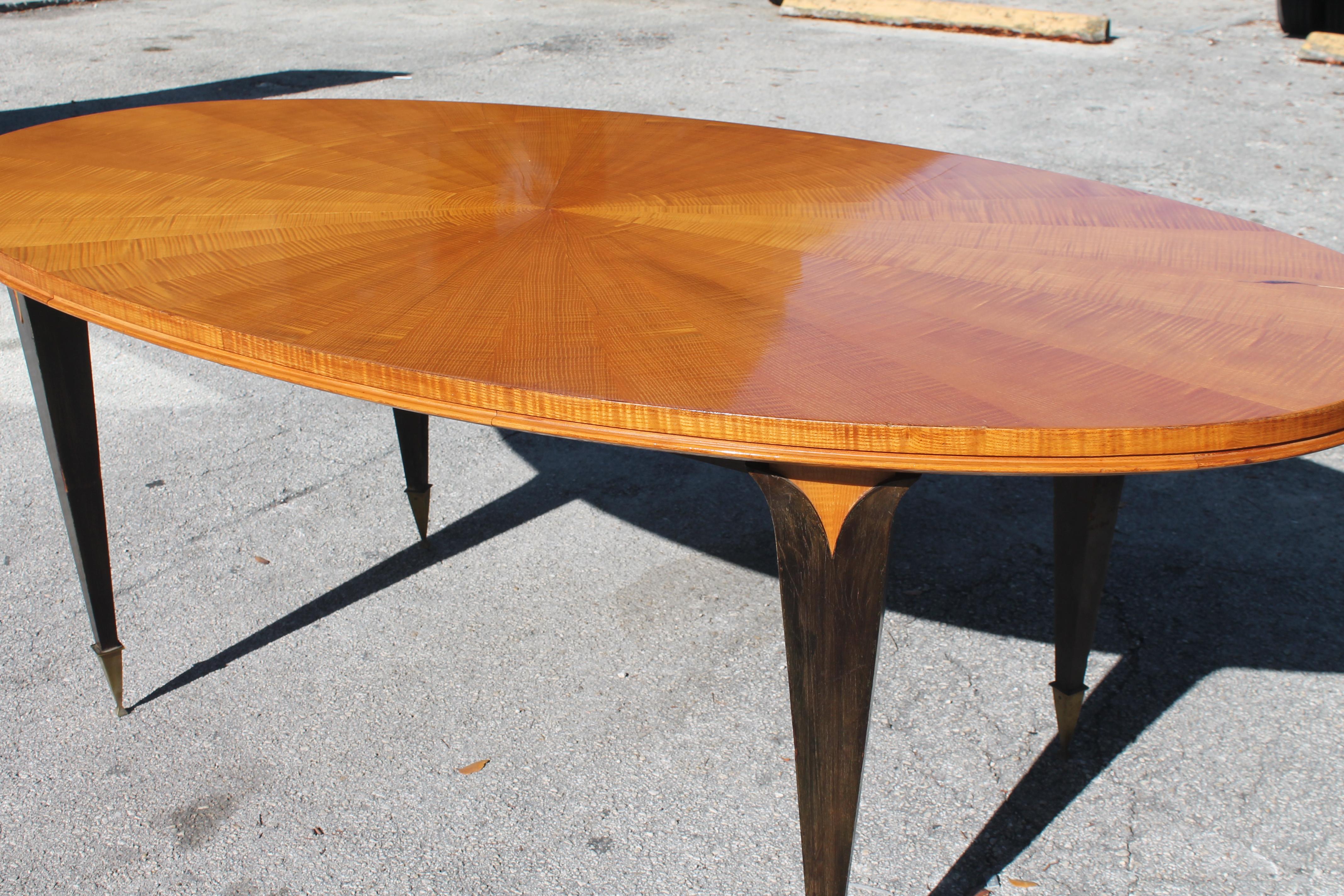1940's French Art Deco Spectacular Sycamore Inlaid "Sunburst" Dining ...