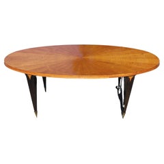 Vintage 1940's French Art Deco Spectacular Sycamore Inlaid "Sunburst" Dining Table
