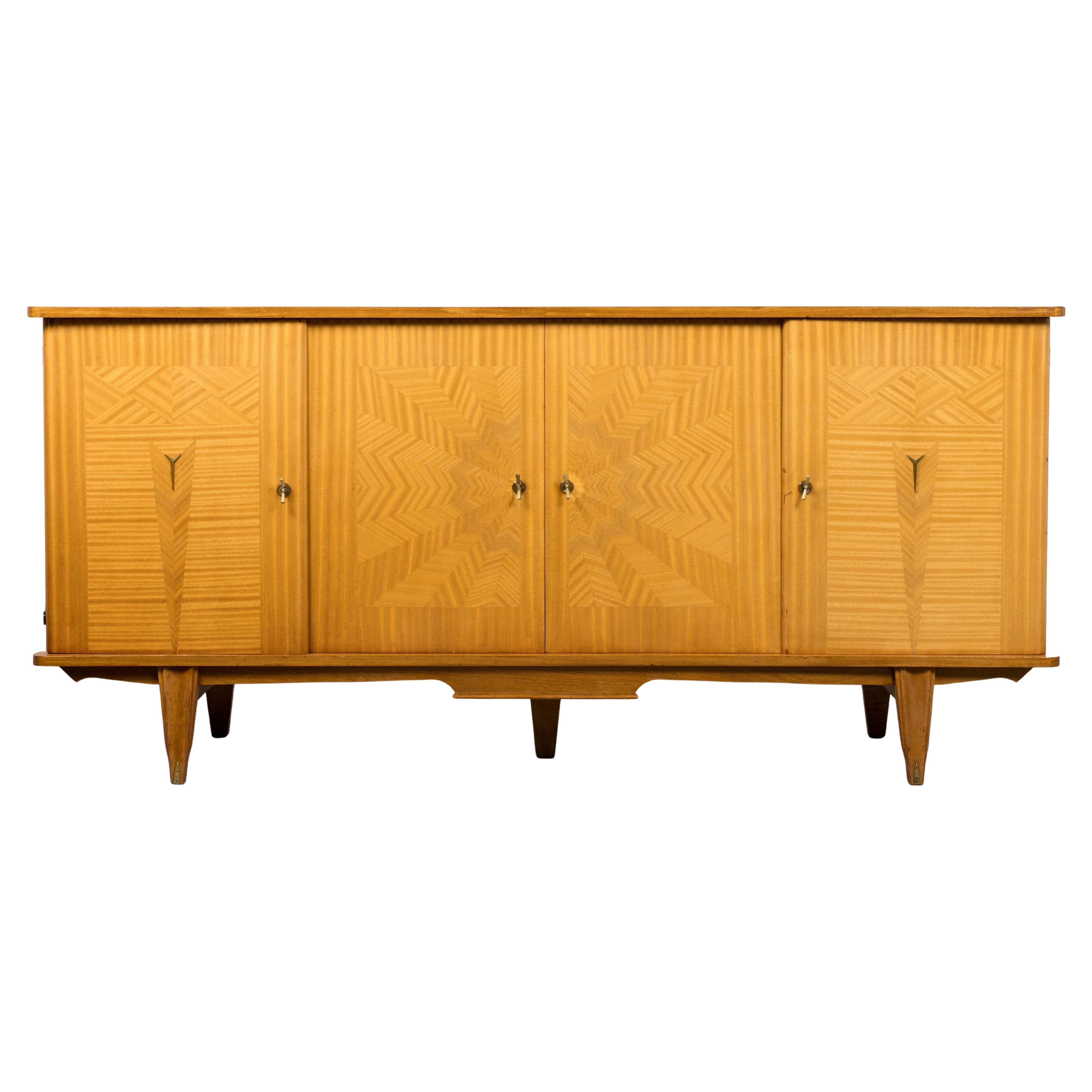 1940s French Art Deco Sycamore Maple Sideboard For Sale