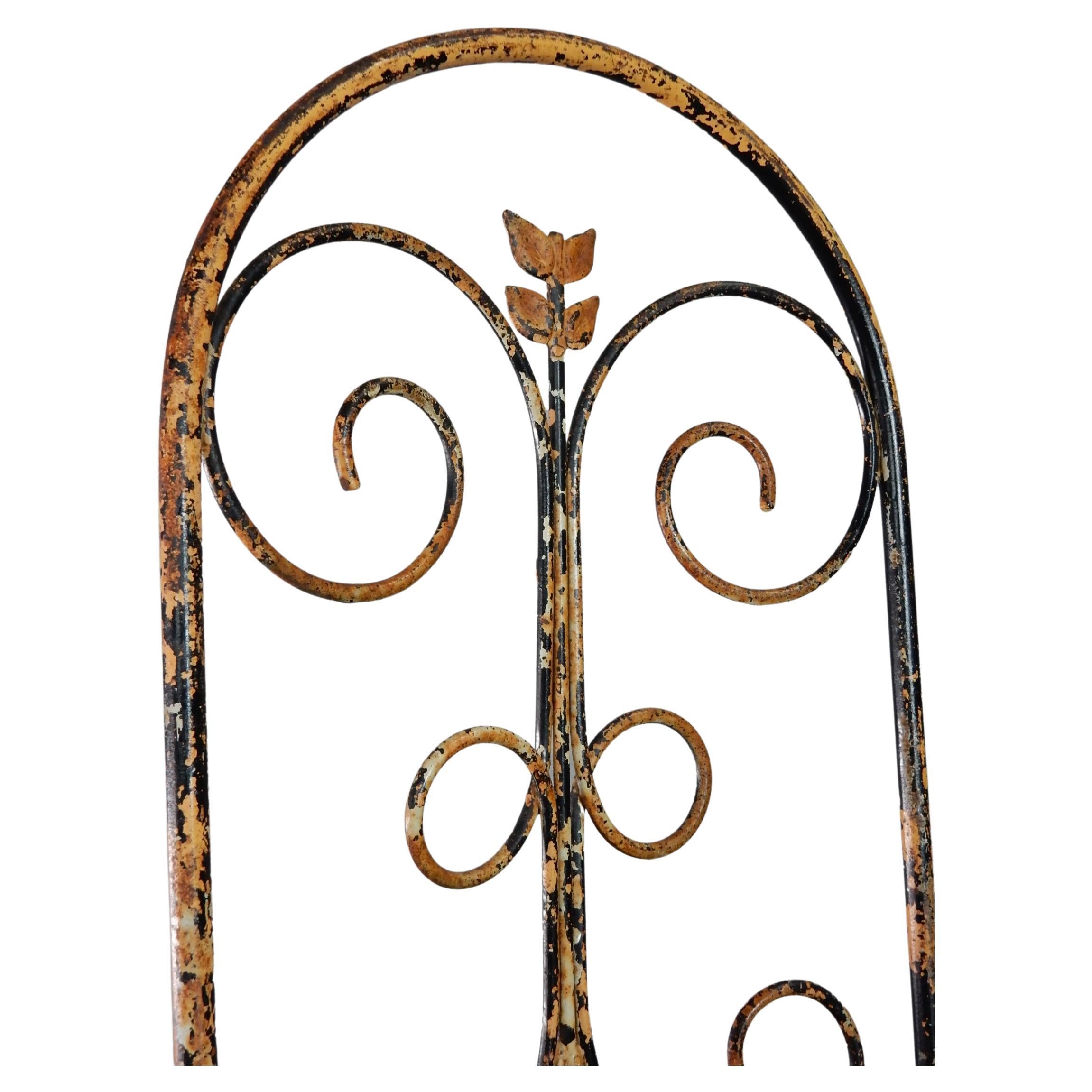 Hand-Crafted 1940's French Artistic Iron Tall Back Garden Patio Chairs For Sale
