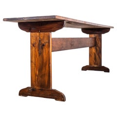 1940's French Arts And Crafts Scrubbed Top Dining Table