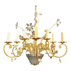 1940’s French Bagues 12 Lights Chandelier with Glass Body