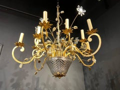 French Bagues Style 12 Lights Chandelier with Glass Body