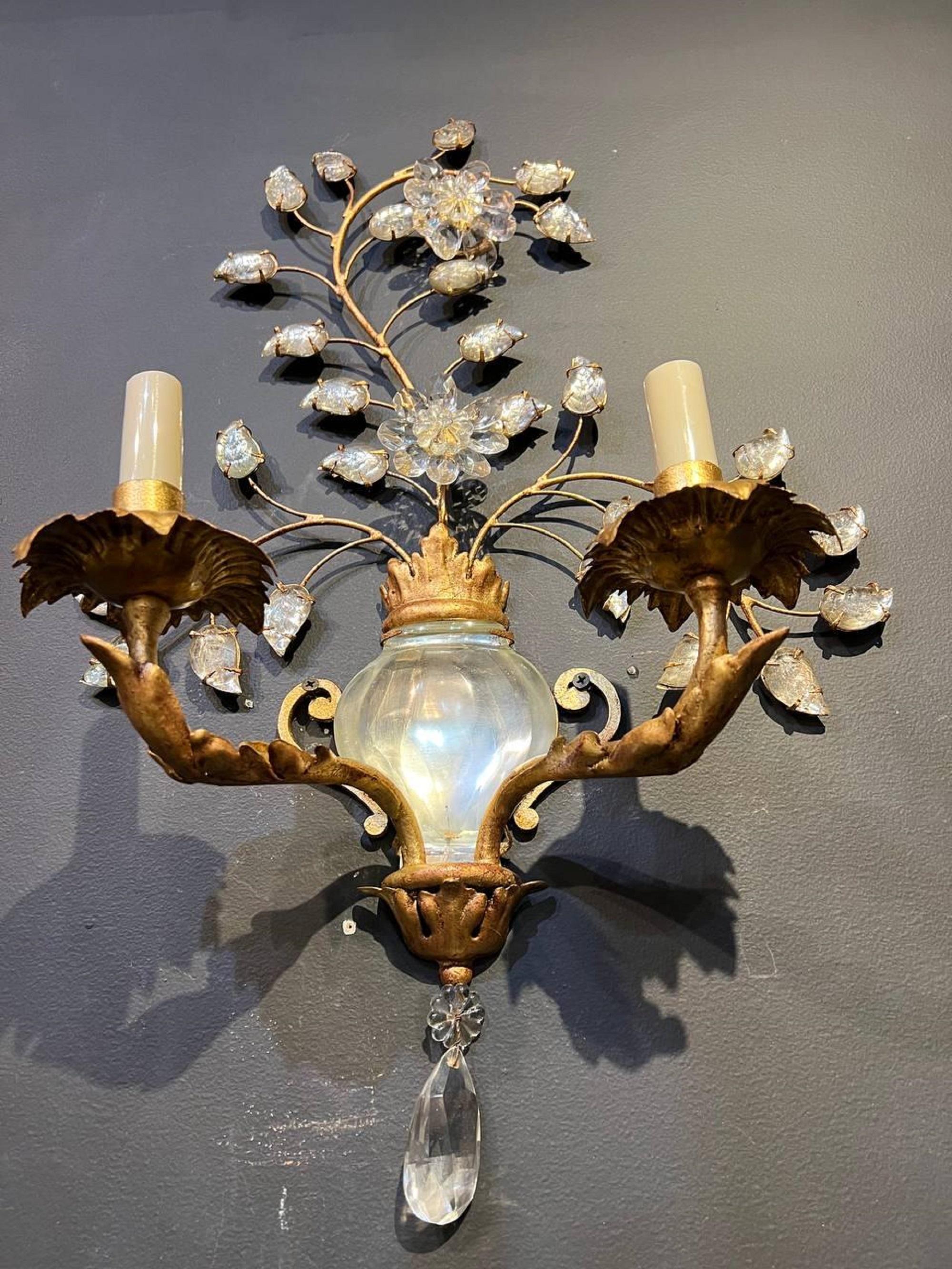 Gilt 1940’s French Bagues Sconces For Sale