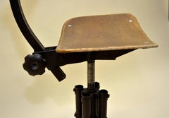 French Bienaise Chair in Metal and Wood Swivelling and Adjustable in Height