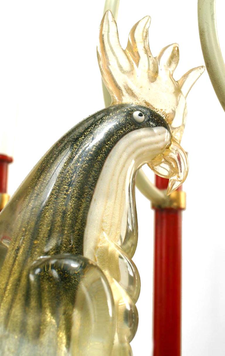 Französischer Vogel-Kronleuchter aus Metall und Muranoglas von Bauges aus der Jahrhundertmitte im Zustand „Gut“ im Angebot in New York, NY