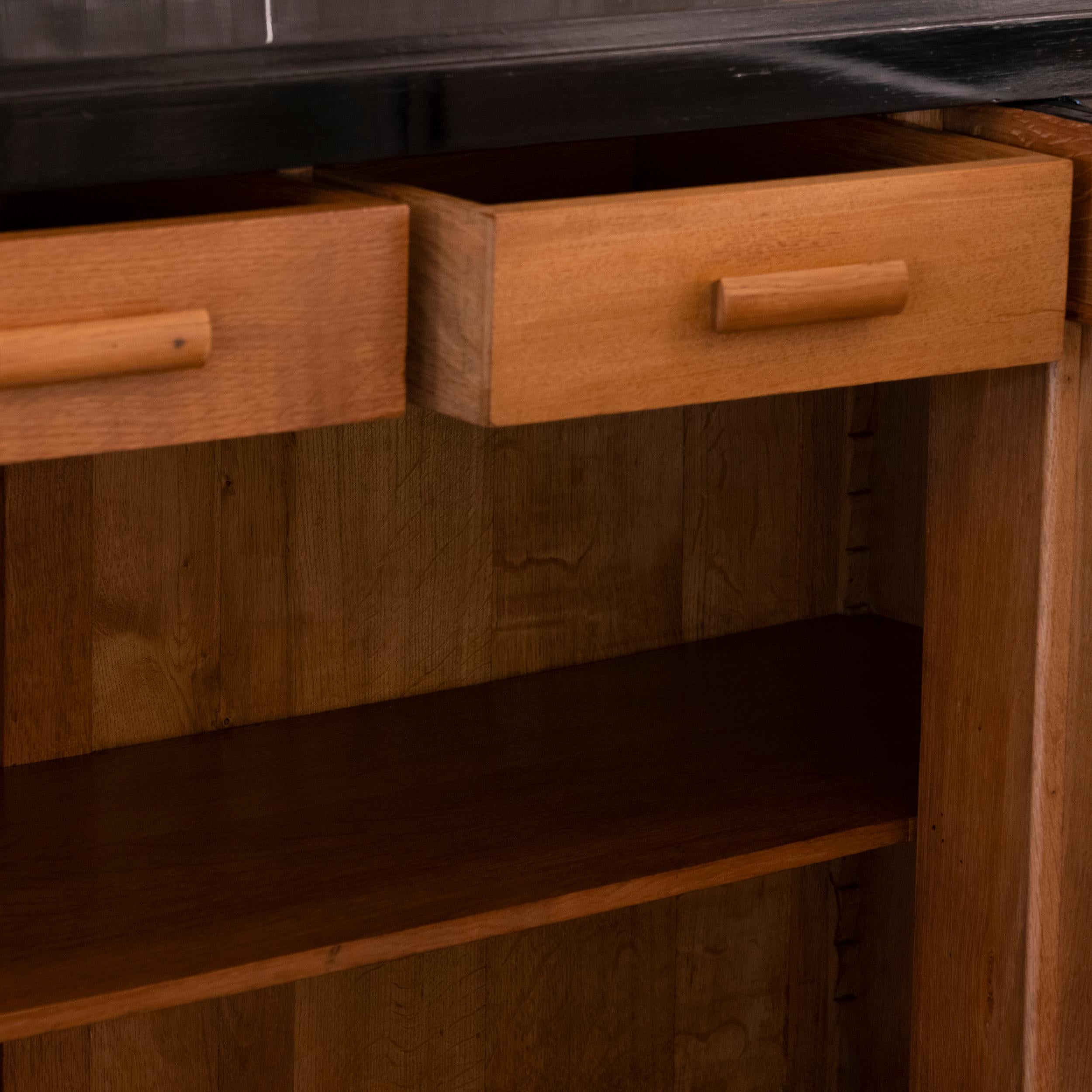 Mid-20th Century 1940's French Black Oak Credenza For Sale