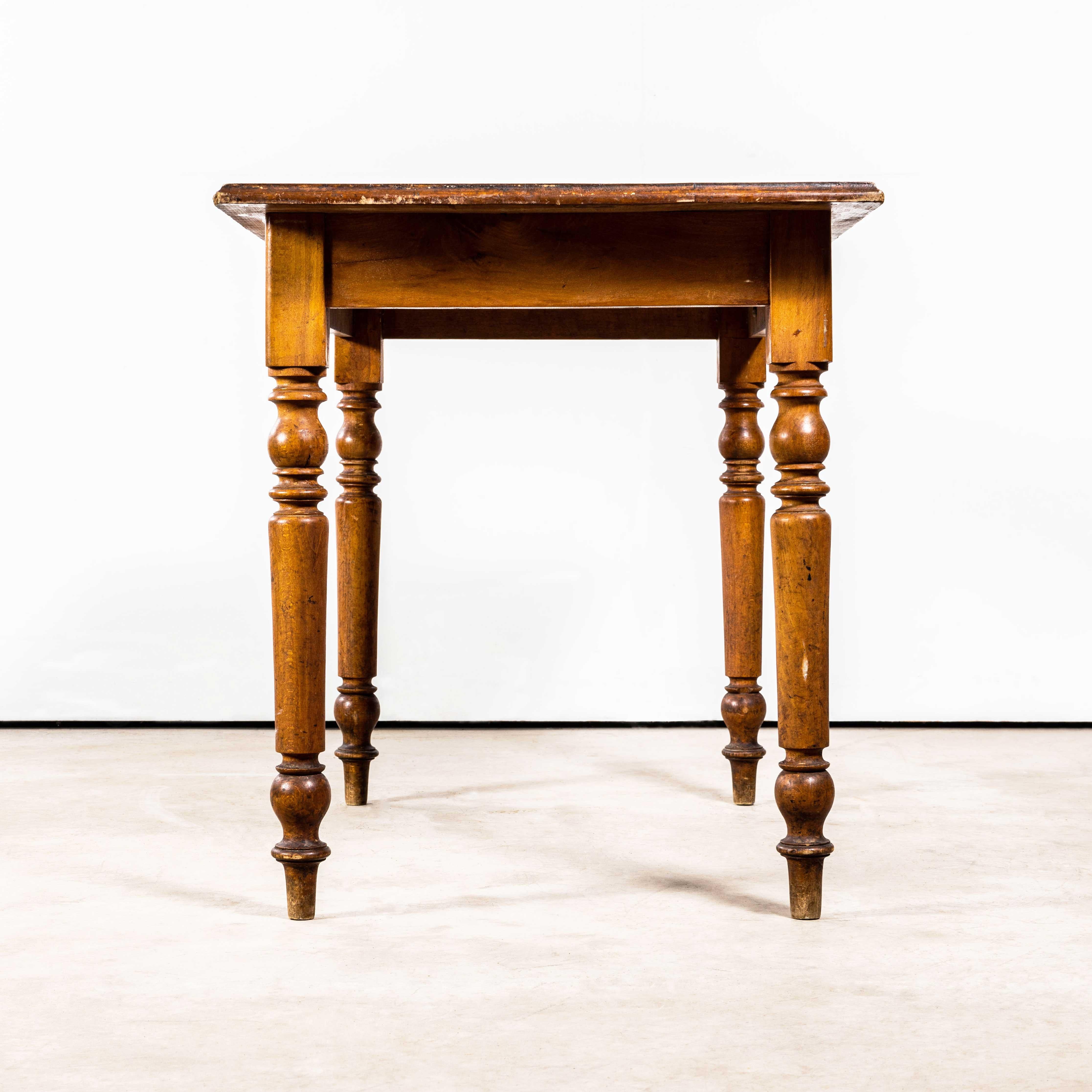 1940's French Bobbin Leg Honey Fruitwood Kitchen Dining Table In Good Condition For Sale In Hook, Hampshire