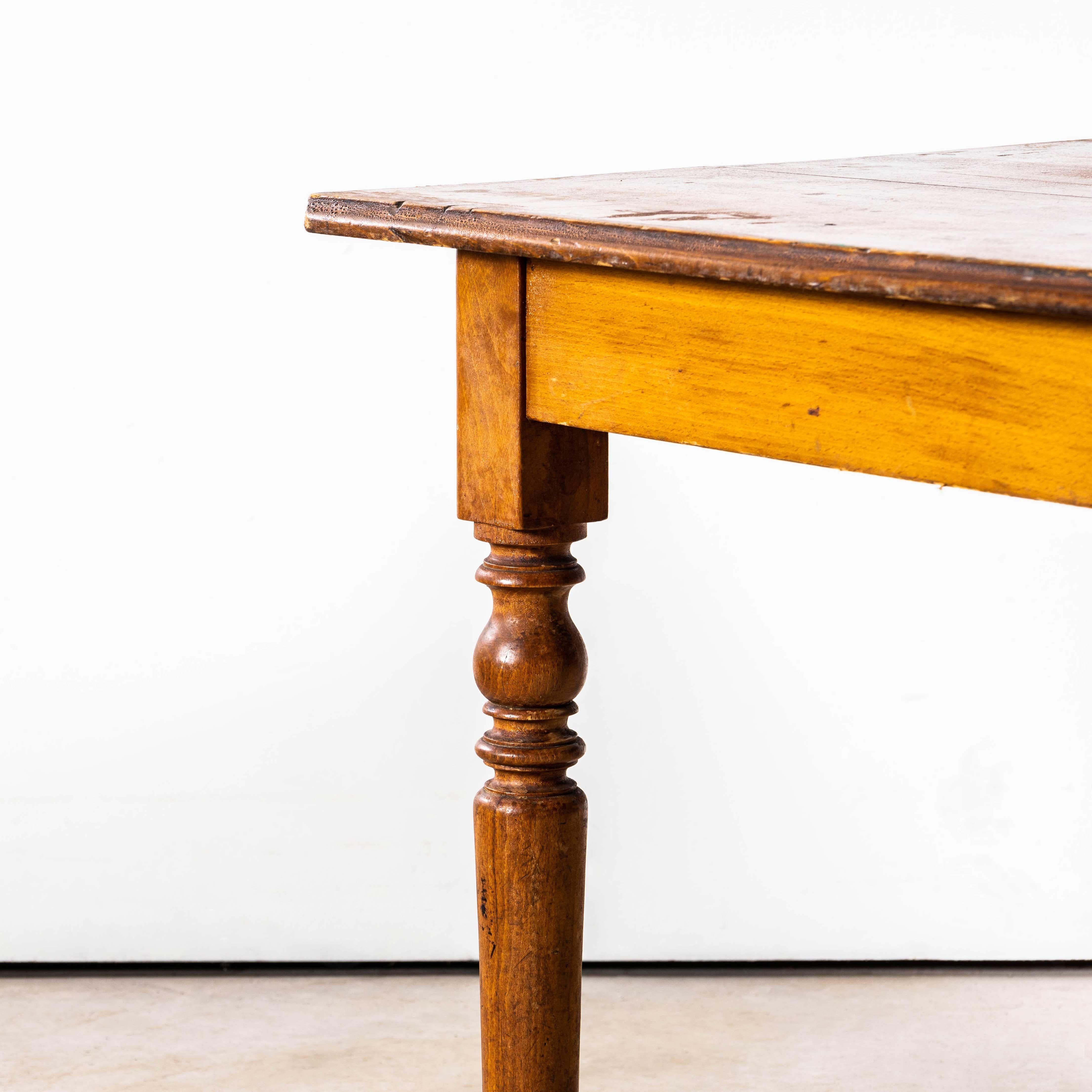 Mid-20th Century 1940's French Bobbin Leg Honey Fruitwood Kitchen Dining Table For Sale