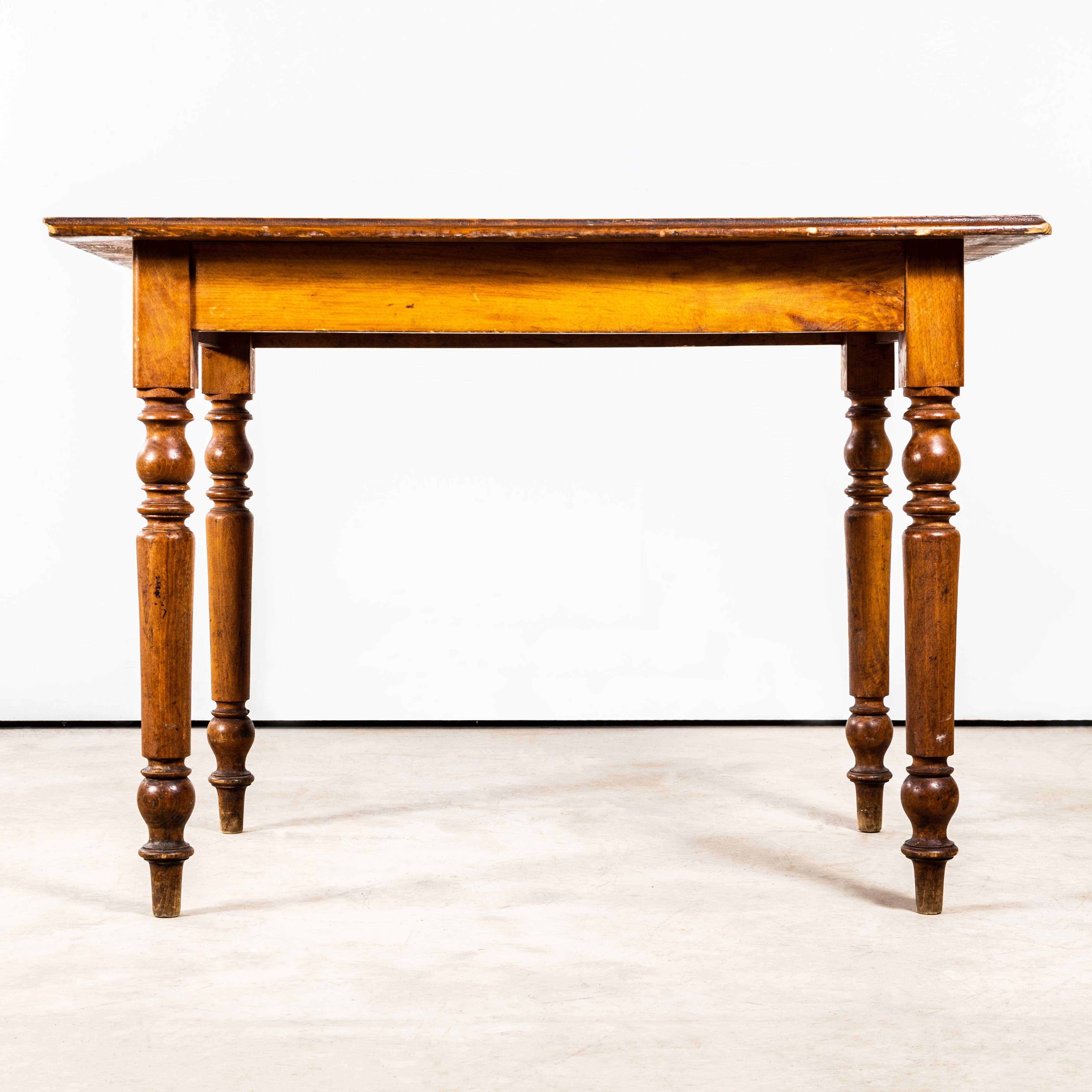 1940's French Bobbin Leg Honey Fruitwood Kitchen Dining Table For Sale 1